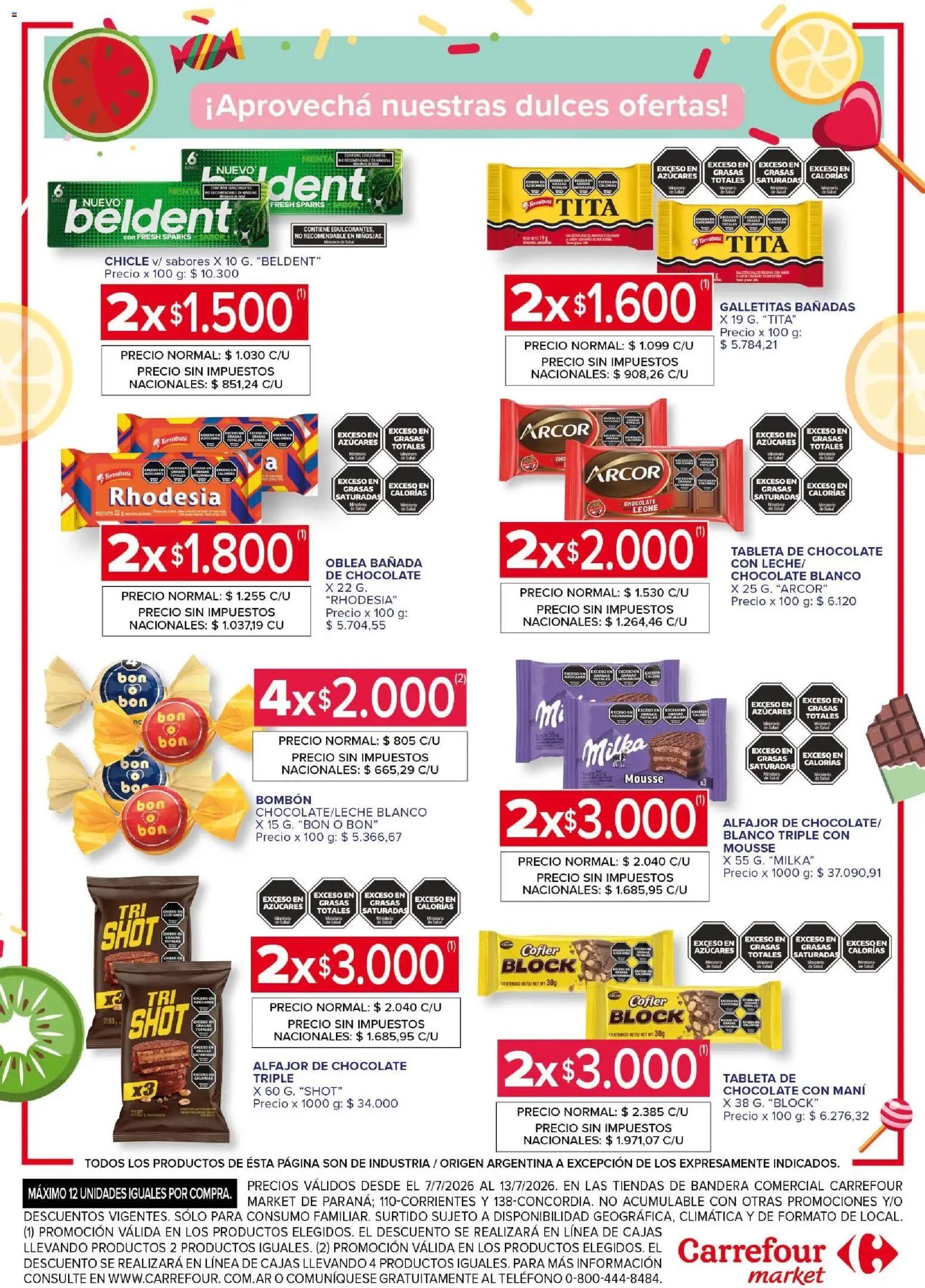 Carrefour Market - Market Paraná Concordia │ válido desde el 07/07/2026 | Página: 5 | Productos: Tableta, Galletitas, Chicle, Alfajor
