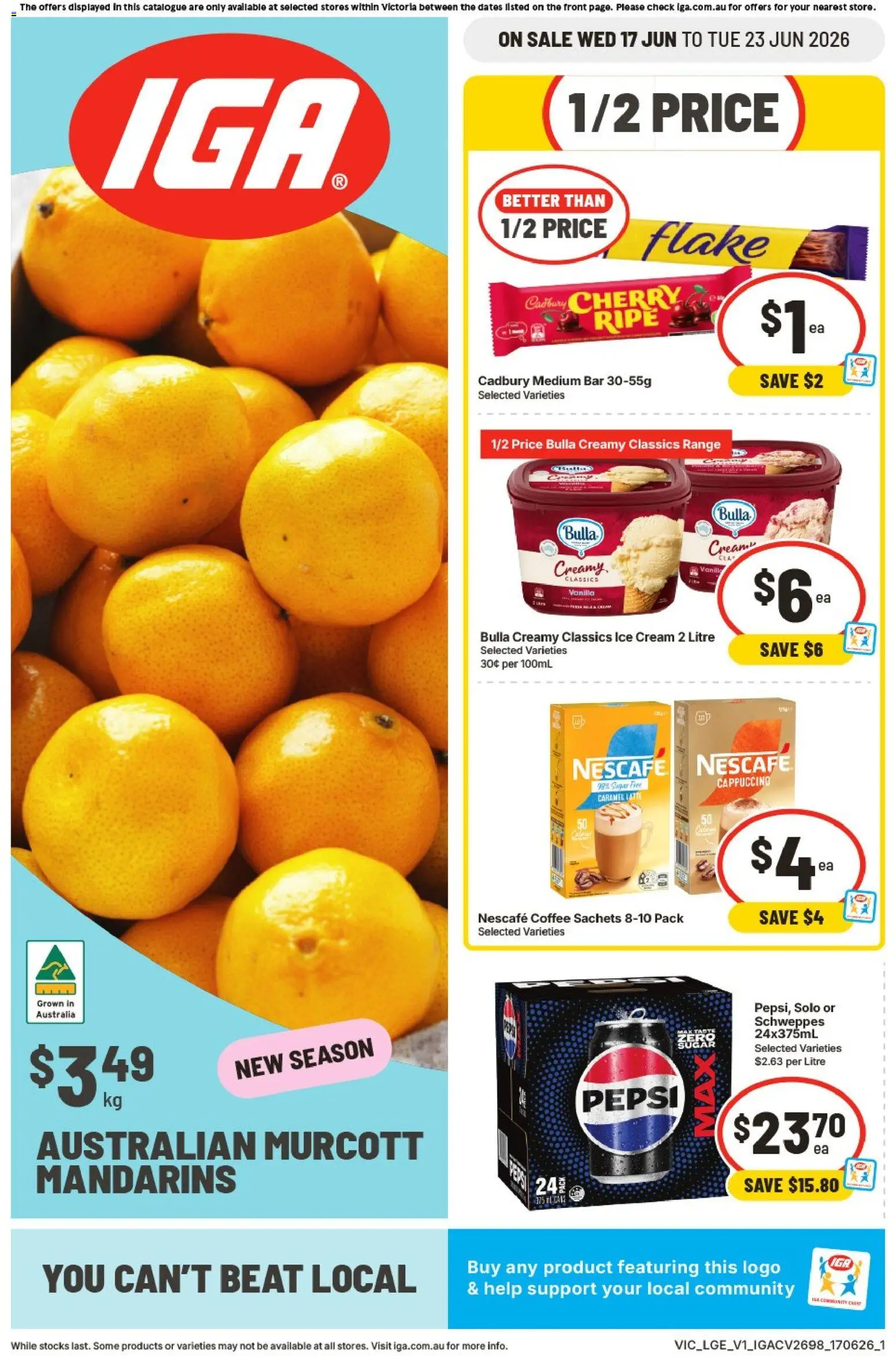 IGA catalogue - valid from 17.06.2026 | Page: 1 | Products: Coffee, Mandarins, Sugar, Nescafe