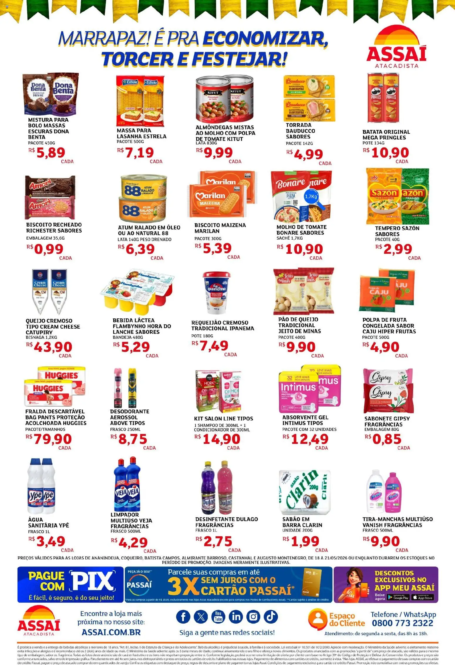 Assaí Atacadista Folheto - válido de 18.05.2026 | Página: 2 | Produtos: Molho de tomate, Queijo, Catupiry, Massa
