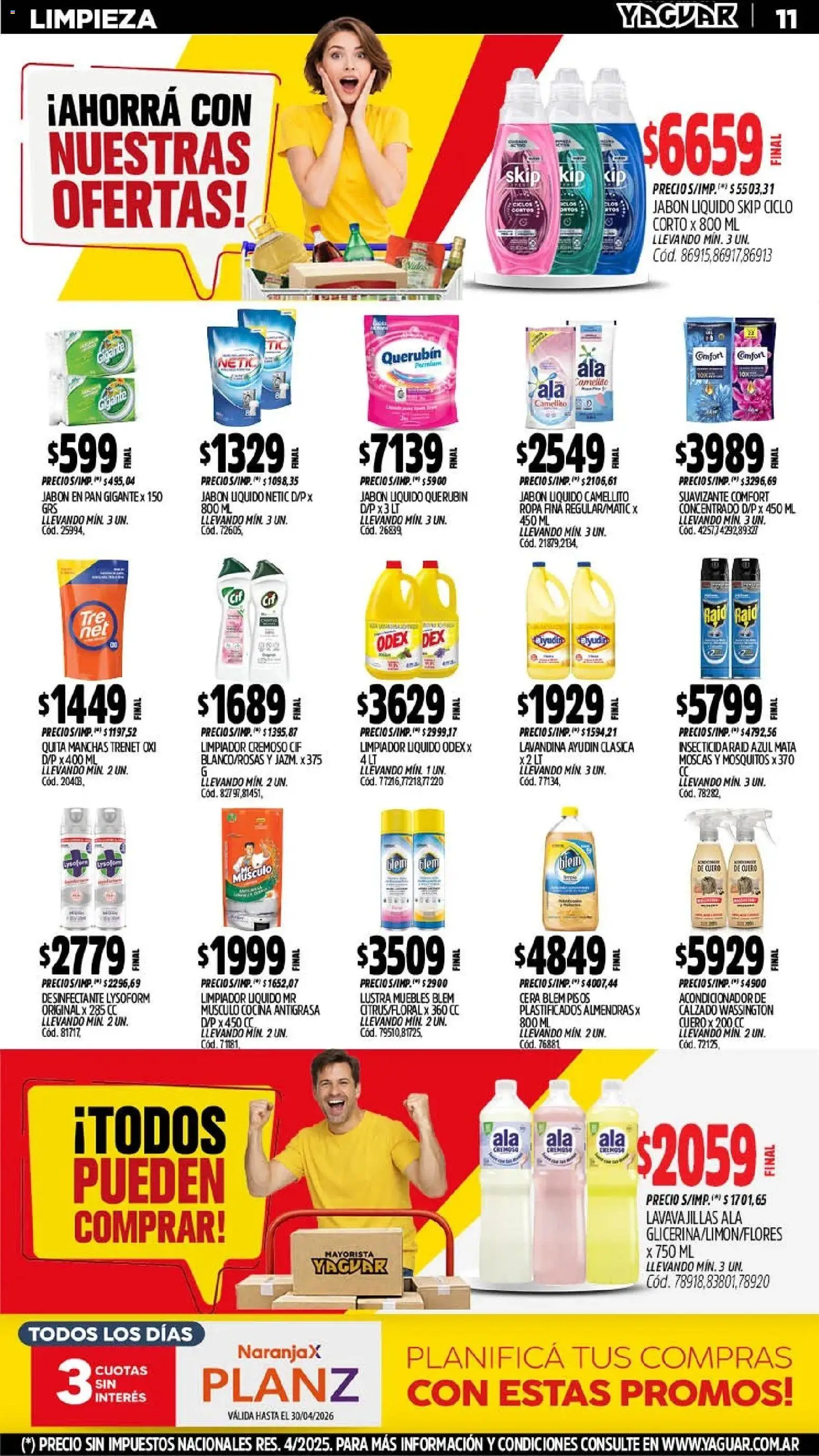 Yaguar - Oferta Semanal San Juan │ válido desde el 11.05.2026 | Página: 11 | Productos: Desinfectante, Lavandina, Cocina, Limpiador