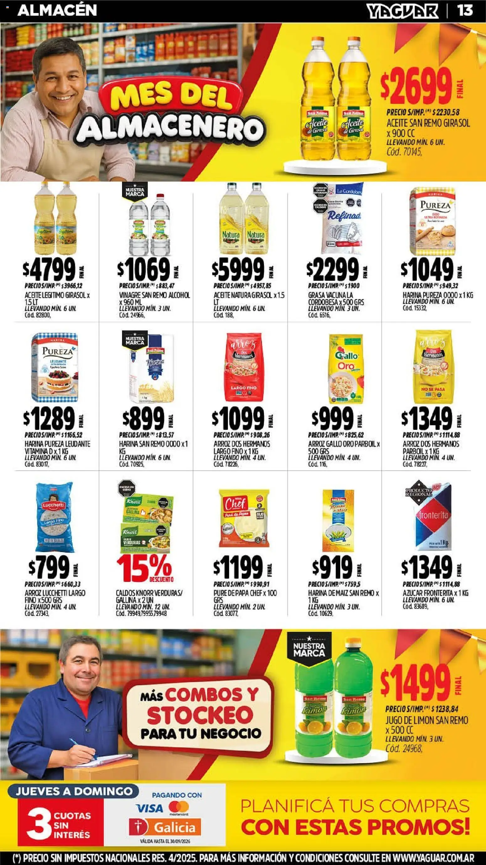 Yaguar - Oferta Semanal San Juan │ válido desde el 14/09/2026 | Página: 13 | Productos: Papa, Azucar, Vinagre, Limón