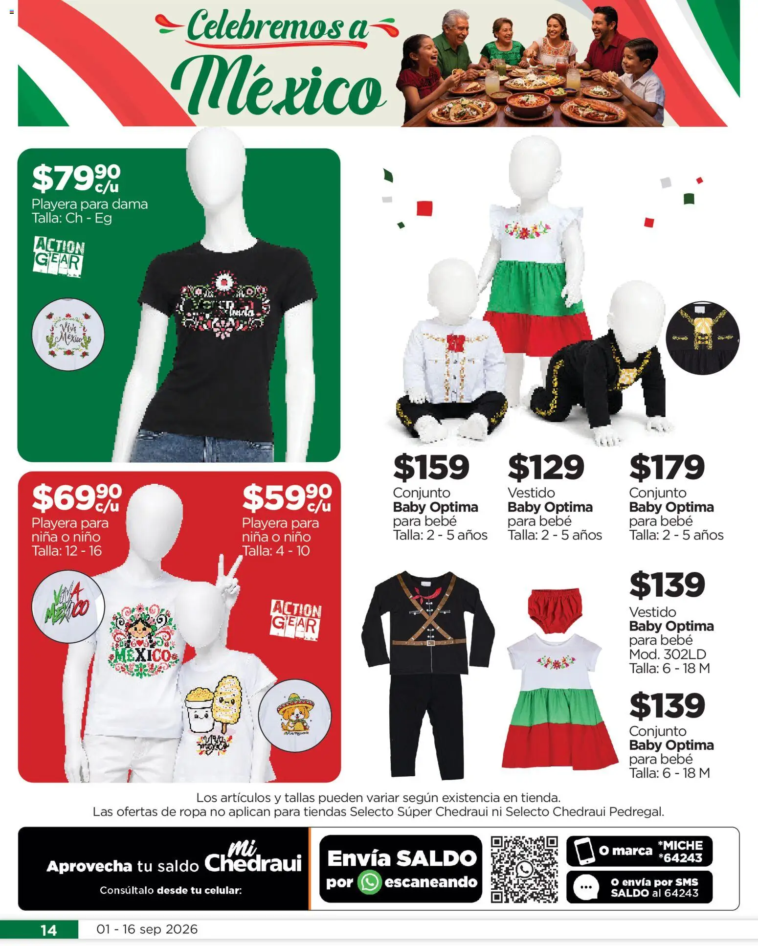 Nuevas ofertas de Chedraui válidas en toda la República Mexicana desde el 01/09/2026. ¡Encuentra las mejores ofertas en Chedraui folleto Llevarte más cuesta menos! | Página: 14