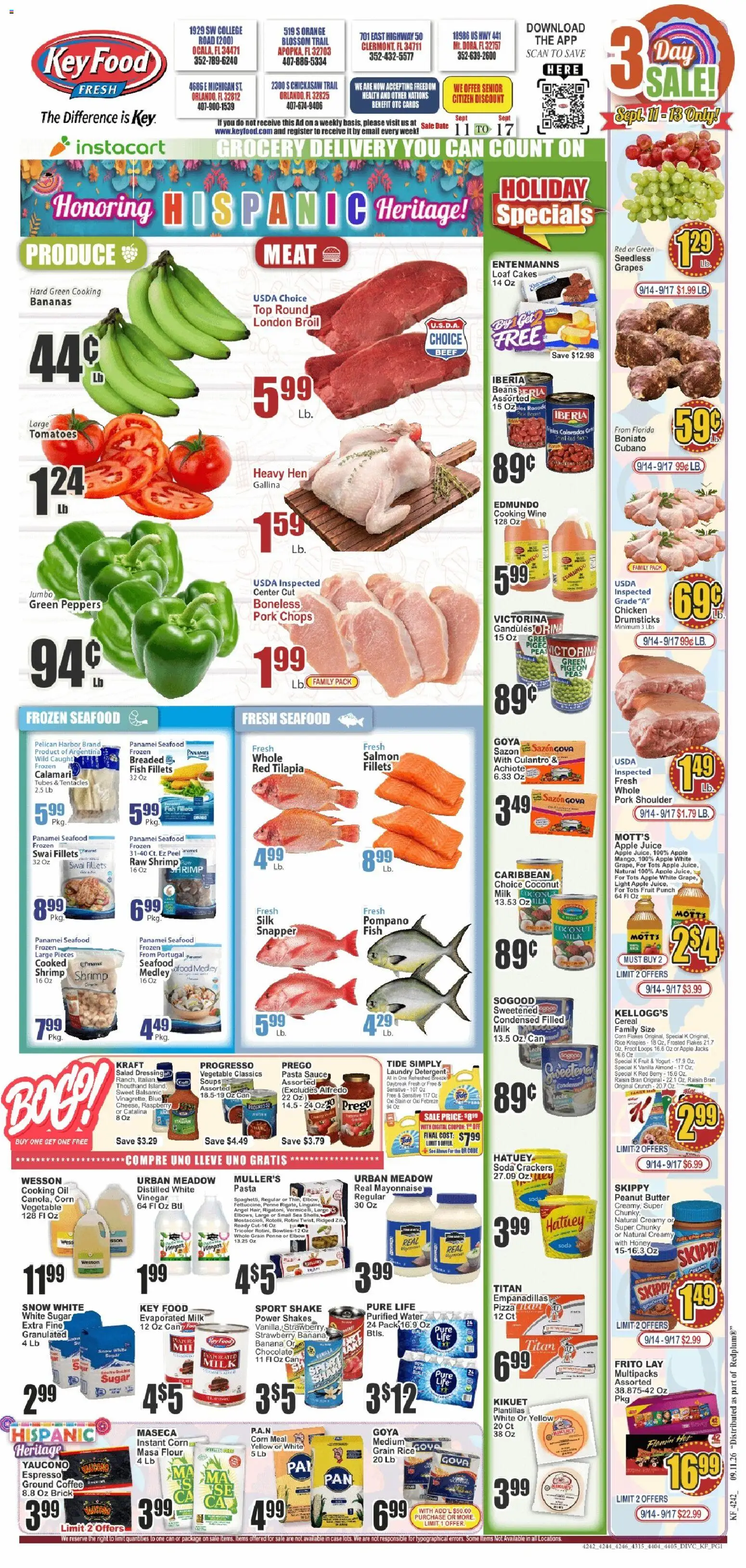 Key Food Weekly Ad - valid from 09/11/2026 | Page: 1 | Products: Laundry detergent, Milk, Grapes, Date