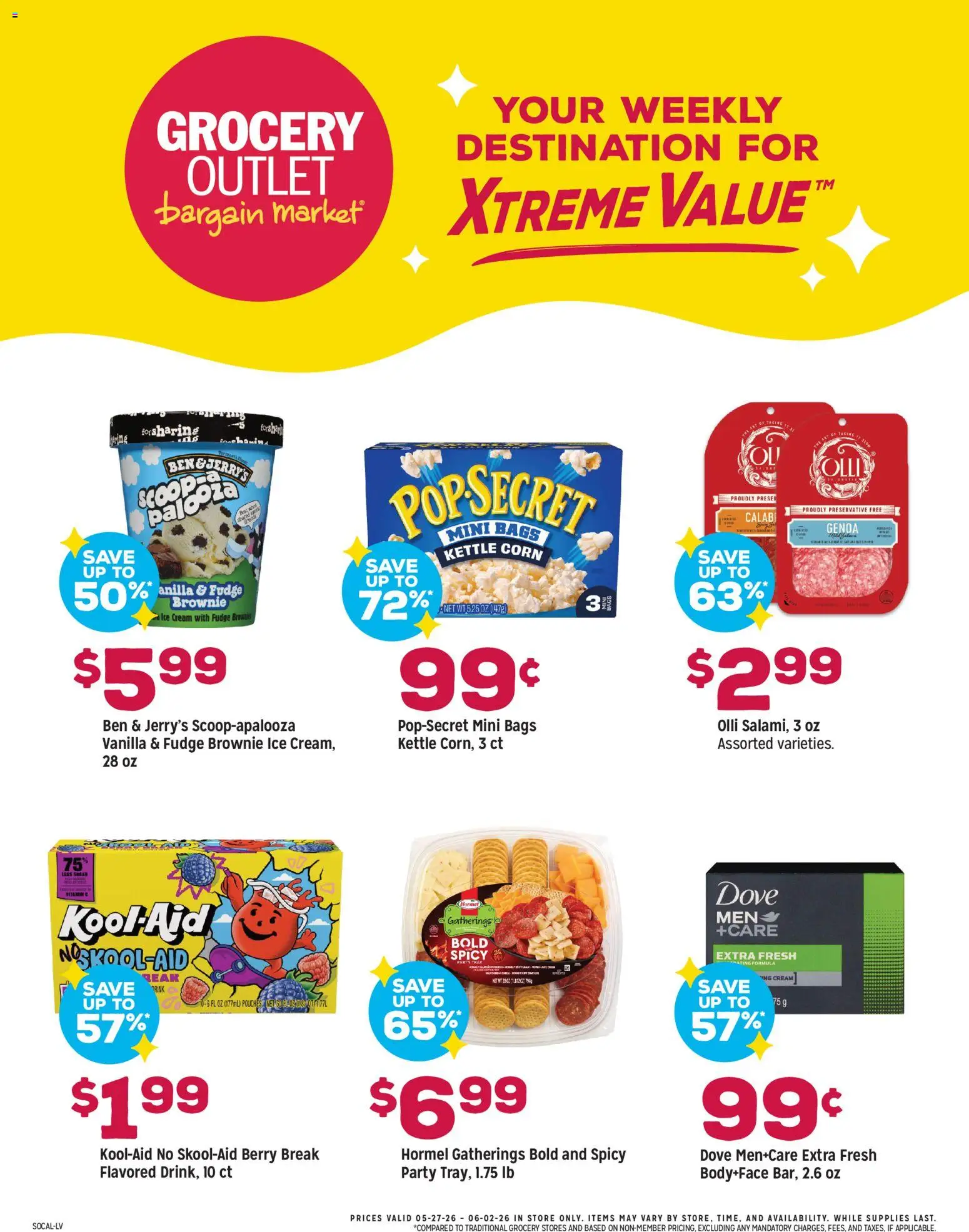 Grocery Outlet Weekly Ad - CA - valid from 27.05.2026 | Page: 1 | Products: Vitamin, Corn, Cream, Kettle
