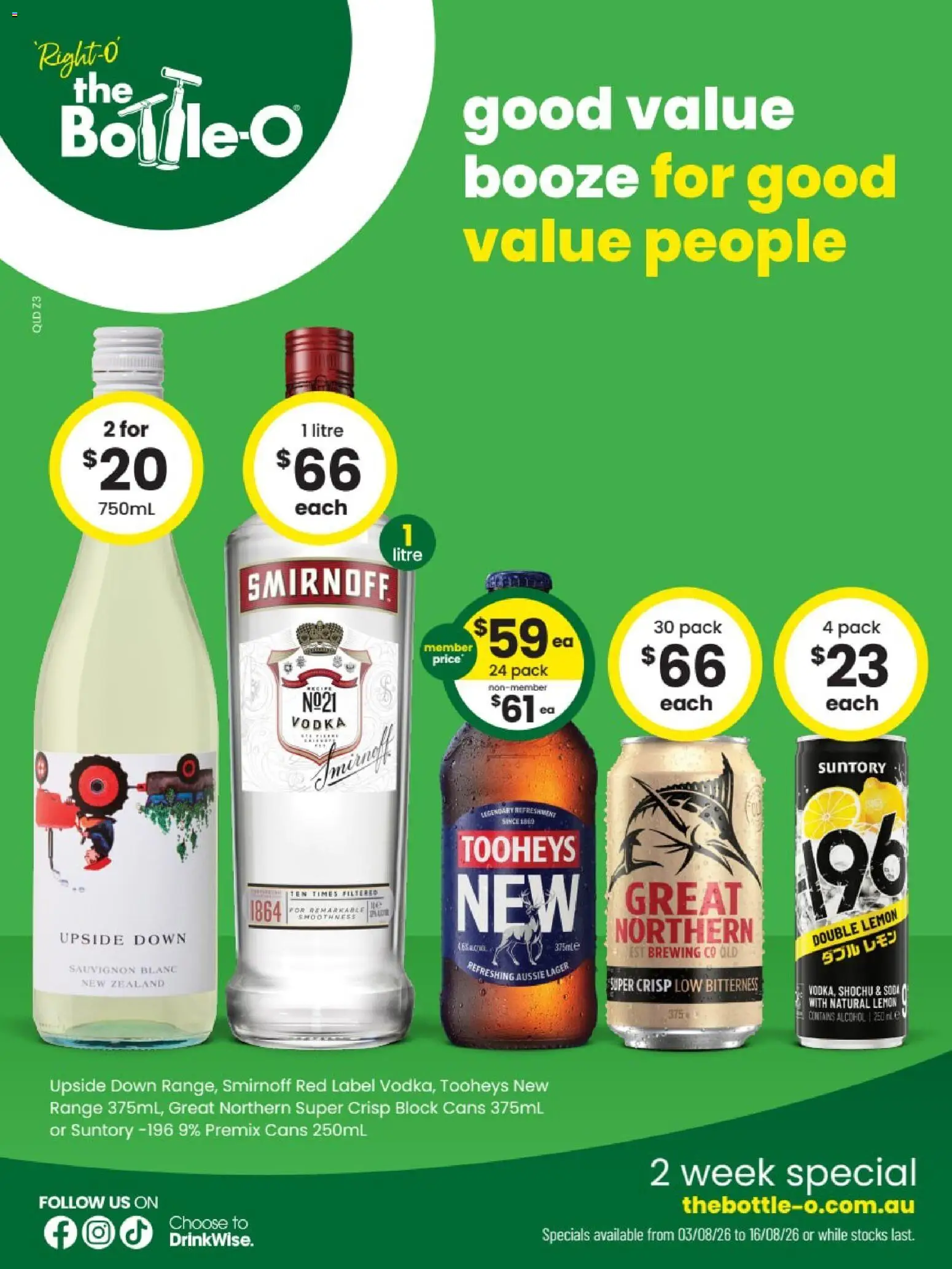 The Bottle-O catalogue - valid from 03/08/2026 | Page: 1 | Products: Vodka, Lemon