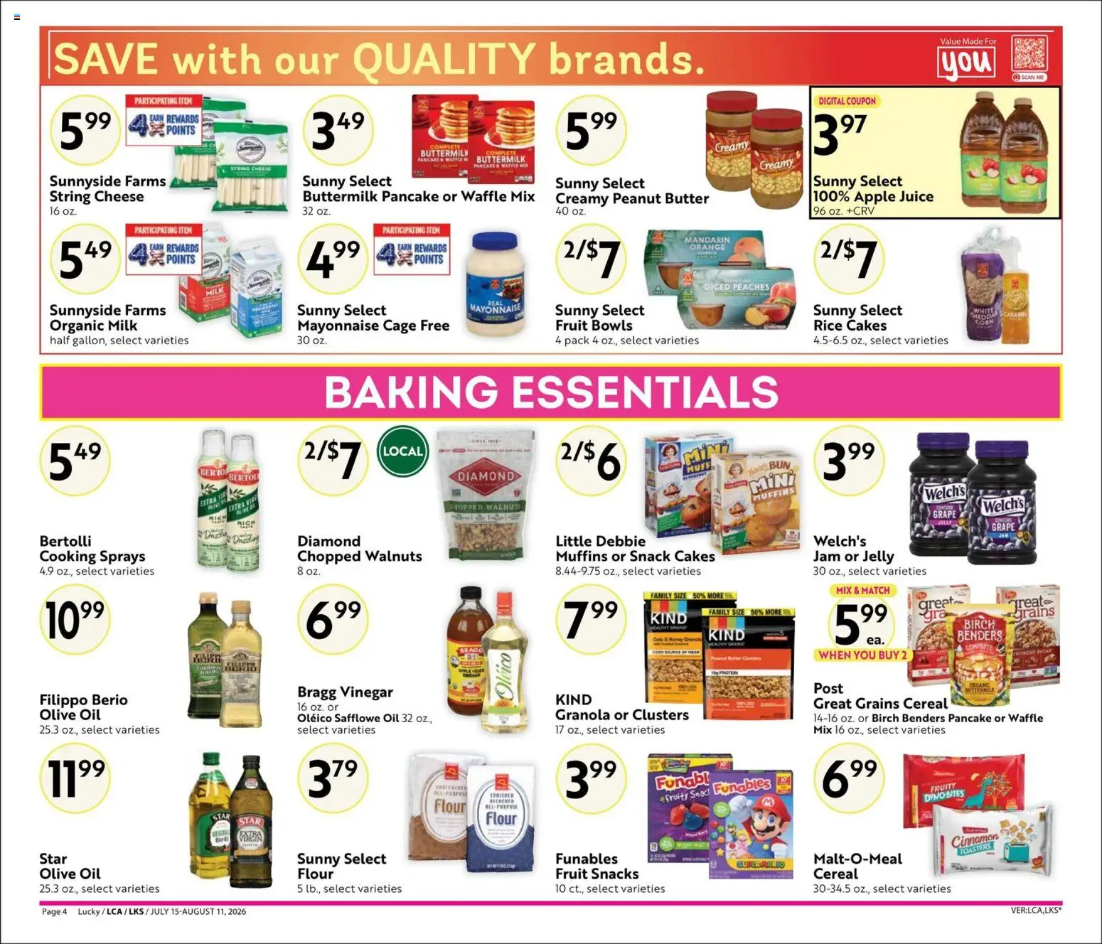 Lucky Supermarkets Online Savings Guide - CA - valid from 07/15/2026 | Page: 4 | Products: Milk, Cheese, Oil, Juice