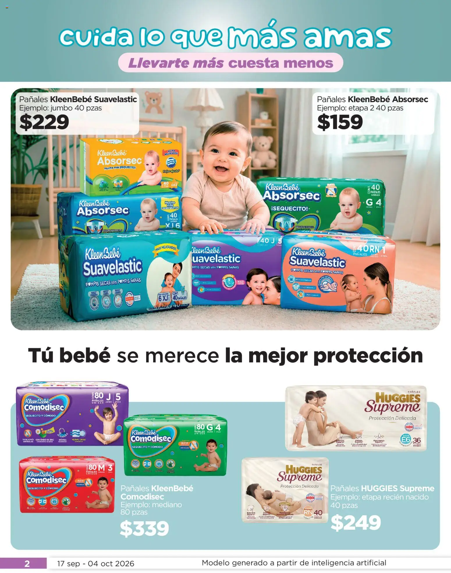 Nuevas ofertas de Chedraui válidas en toda la República Mexicana desde el 17/09/2026. ¡Encuentra las mejores ofertas en Chedraui folleto Llevarte más cuesta menos! | Página: 2 | Productos: Pañales
