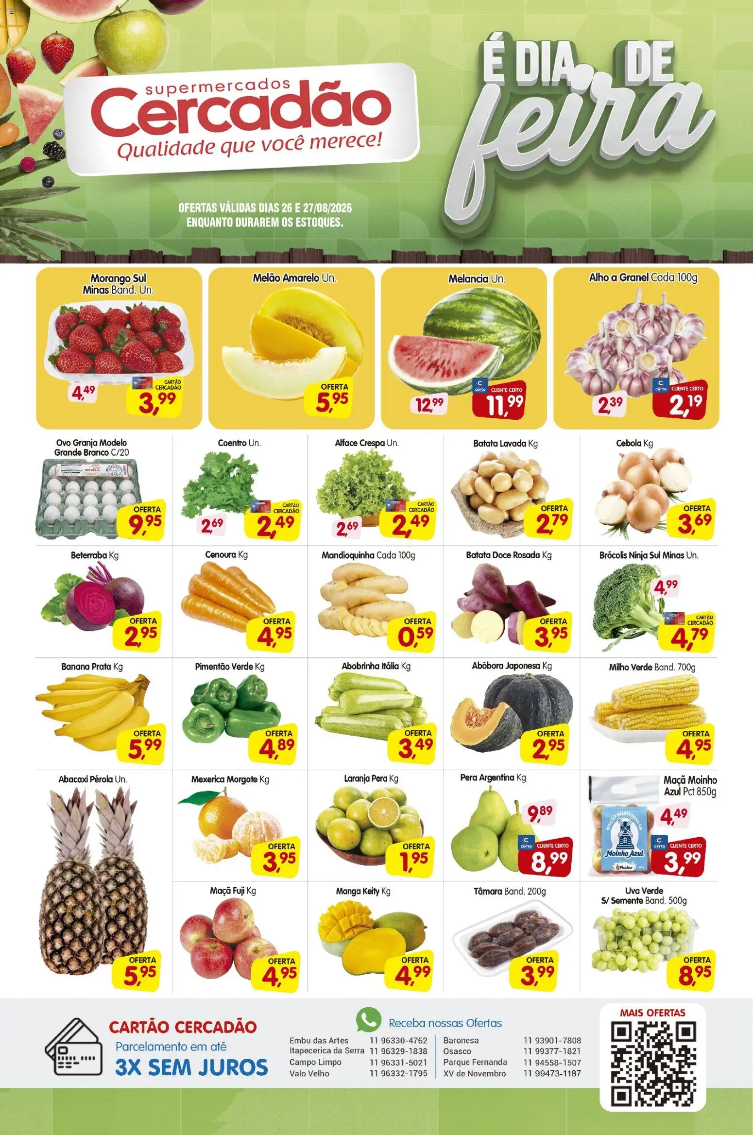 Cercadão Folheto - válido de 26/08/2026 | Página: 1 | Produtos: Alho, Mandioquinha, Cenoura, Batata