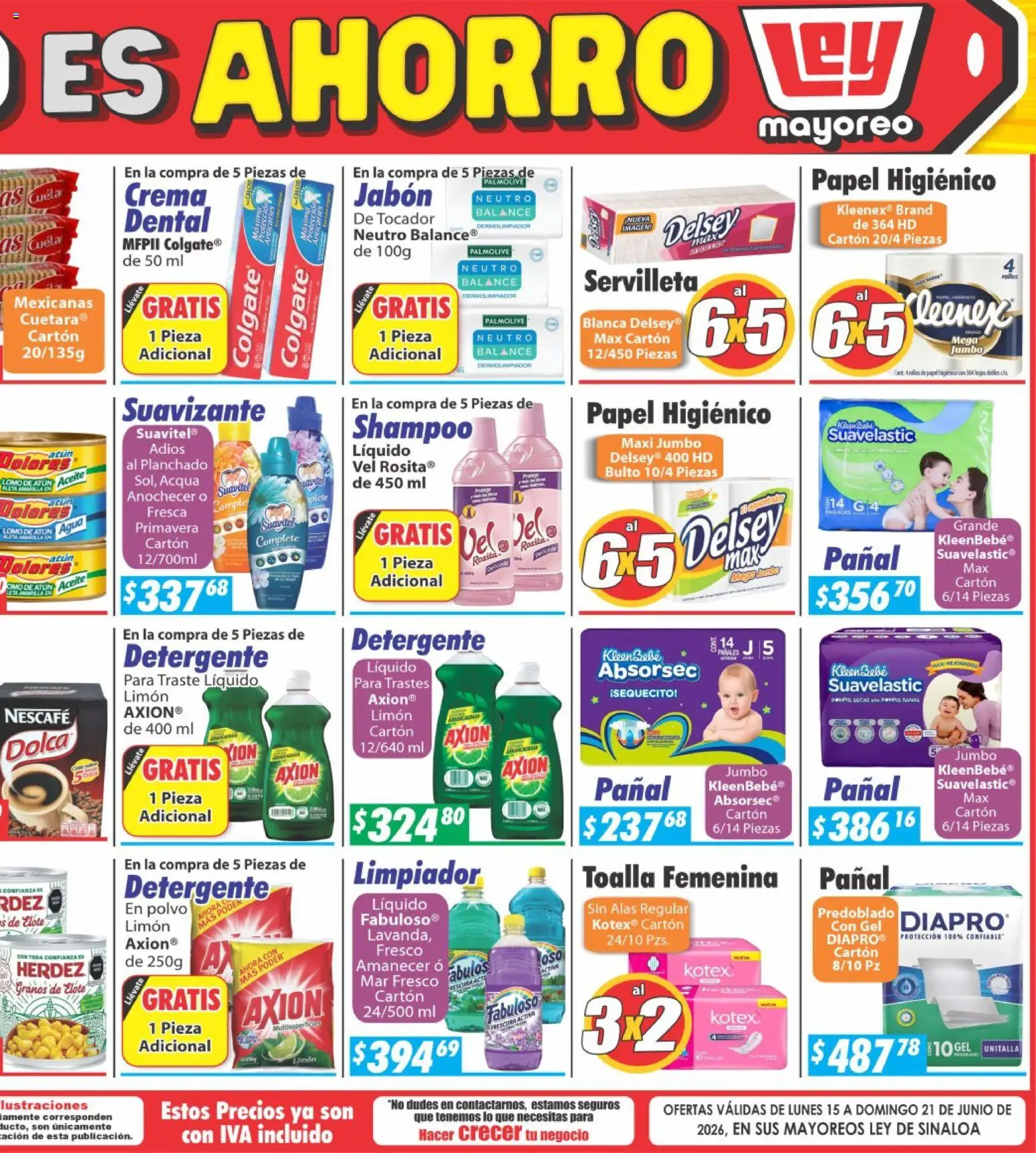 Nuevas ofertas de Casa Ley válidas en toda la República Mexicana desde el 15.06.2026. ¡Encuentra las mejores ofertas en Casa Ley folleto Sinaloa! | Página: 6 | Productos: Detergente, Limpiador, Papel higiénico, Jabón
