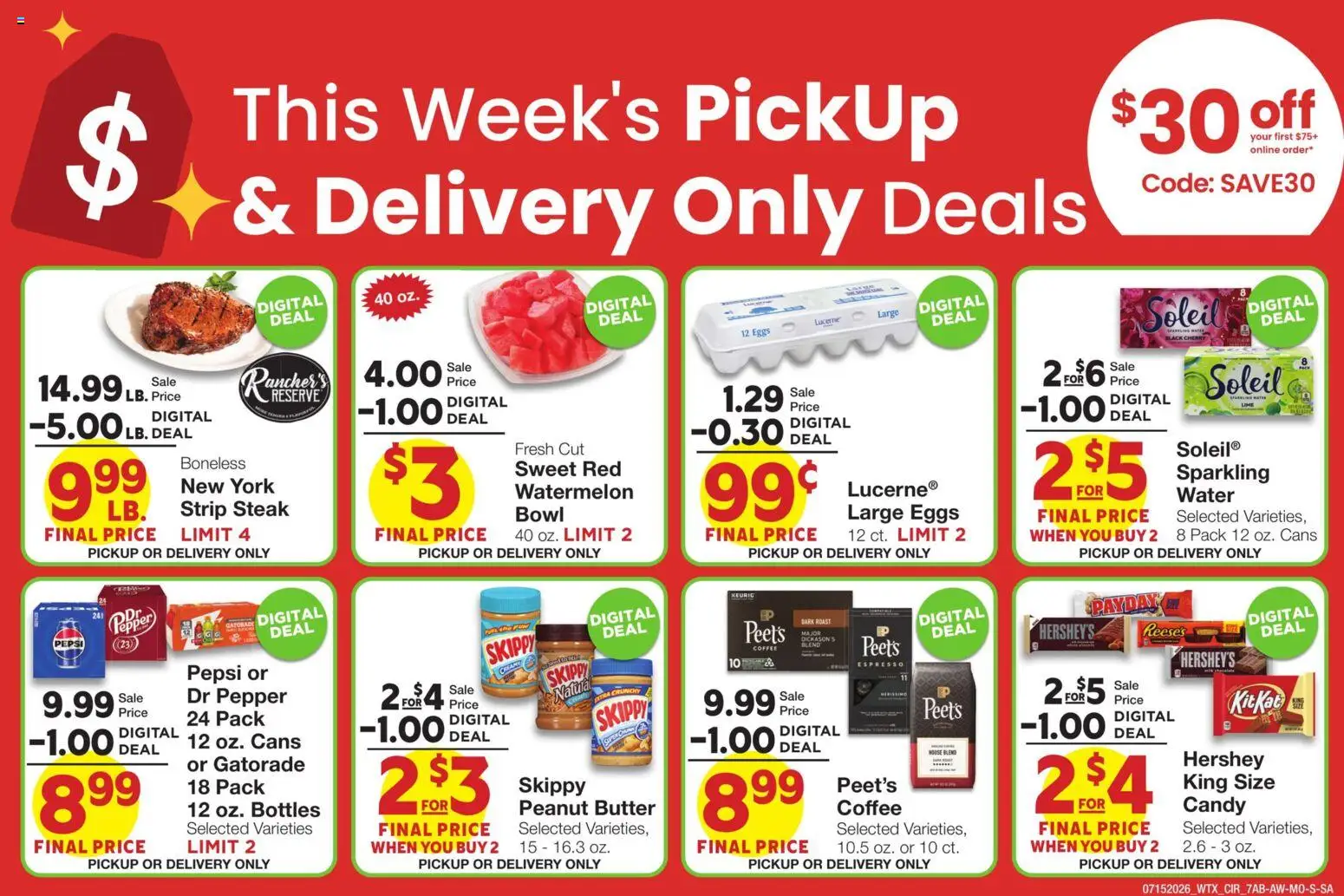 United Supermarkets Weekly Ad - valid from 07/15/2026 | Page: 2 | Products: Butter, Eggs, Coffee, Water