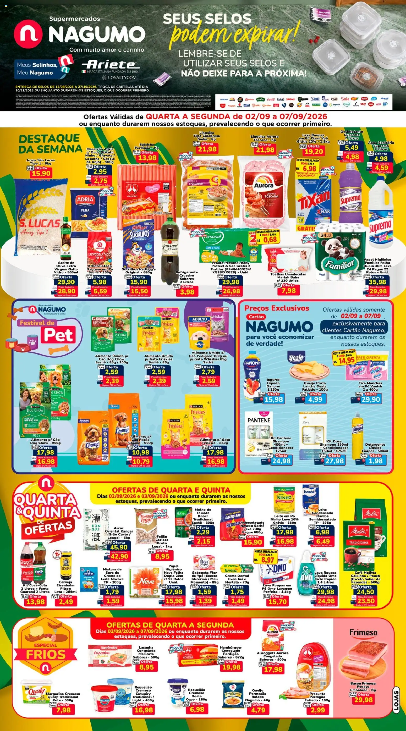 Nagumo Folheto - válido de 02/09/2026 | Página: 1 | Produtos: Detergente, Sucrilhos, Hambúrguer, Sabonete