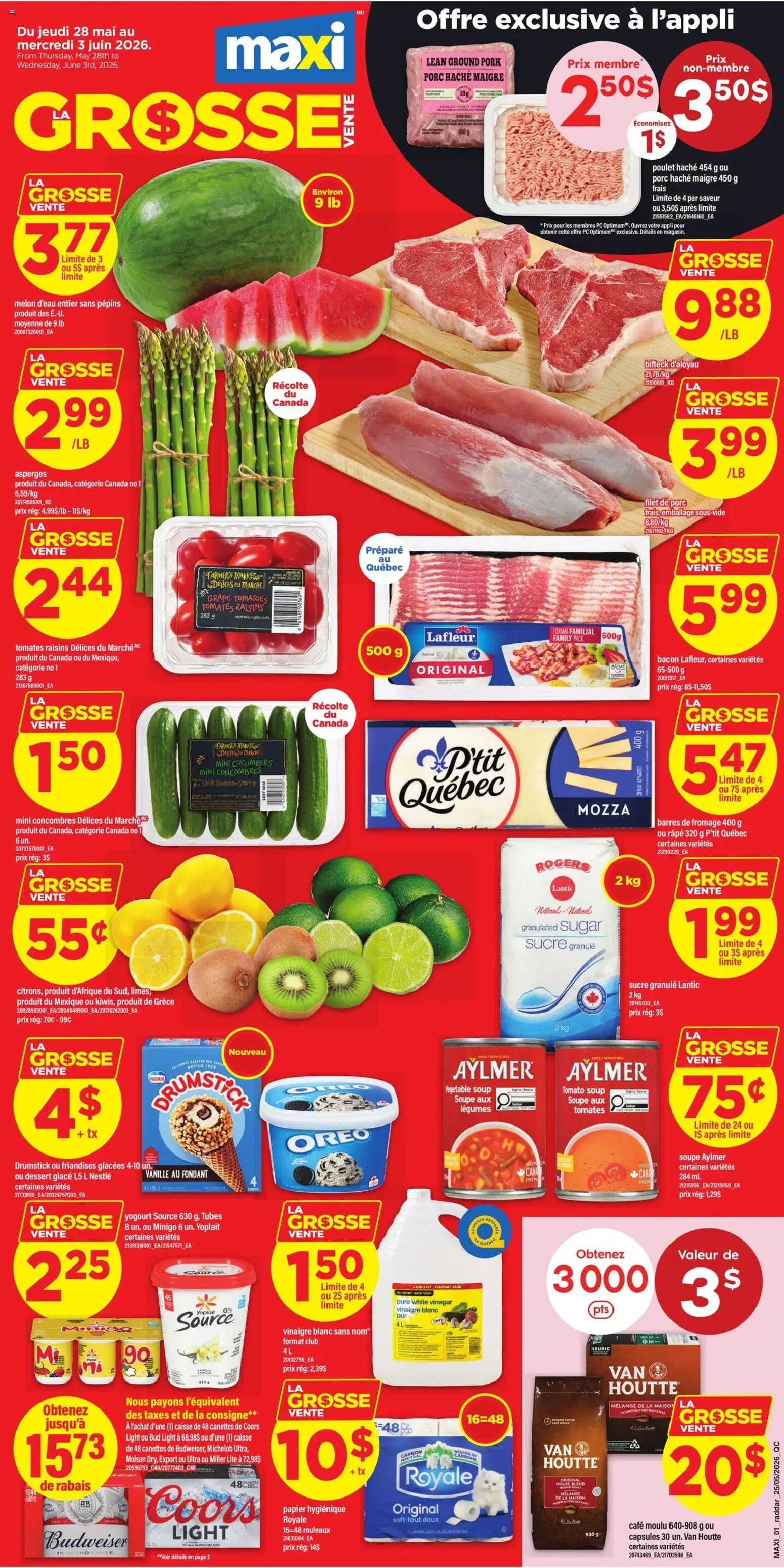 Maxi flyer valid from 28.05.2026 | Page: 1 | Products: Cucumbers, PC, Pork, Tomatoes