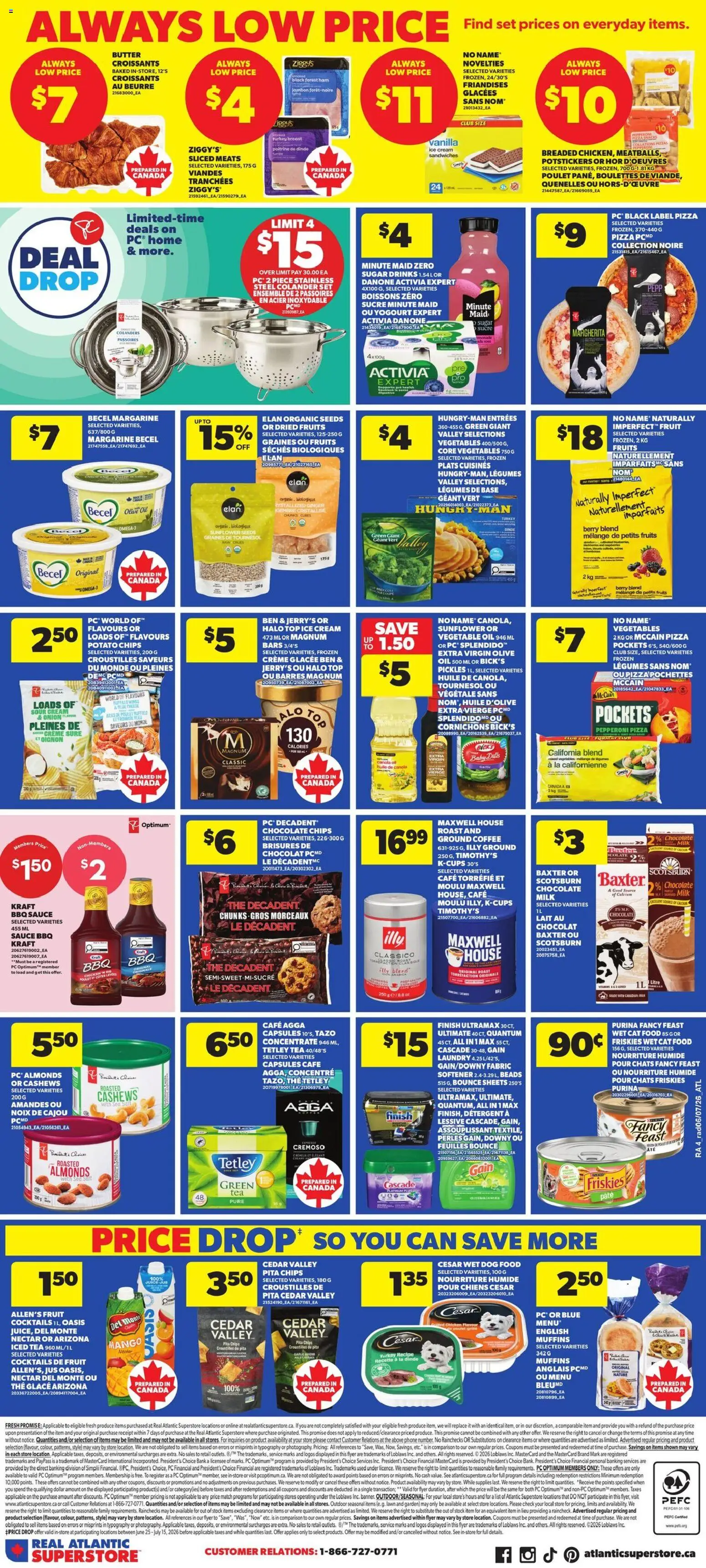 Atlantic Superstore flyer valid from Jul 9, 2026 | Page: 2 | Products: Sour cream, PC, Milk, Chicken