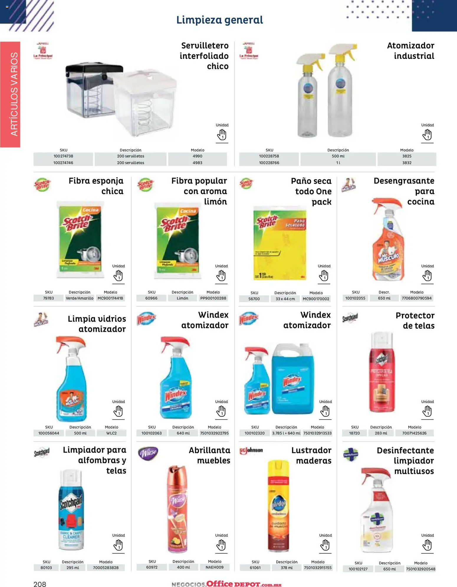 Nuevas ofertas de Office Depot válidas en toda la República Mexicana desde el 12/01/2026. ¡Encuentra las mejores ofertas en Office Depot catálogo 2026! | Página: 210 | Productos: Esponja, Limpiador, Desinfectante, Cocina
