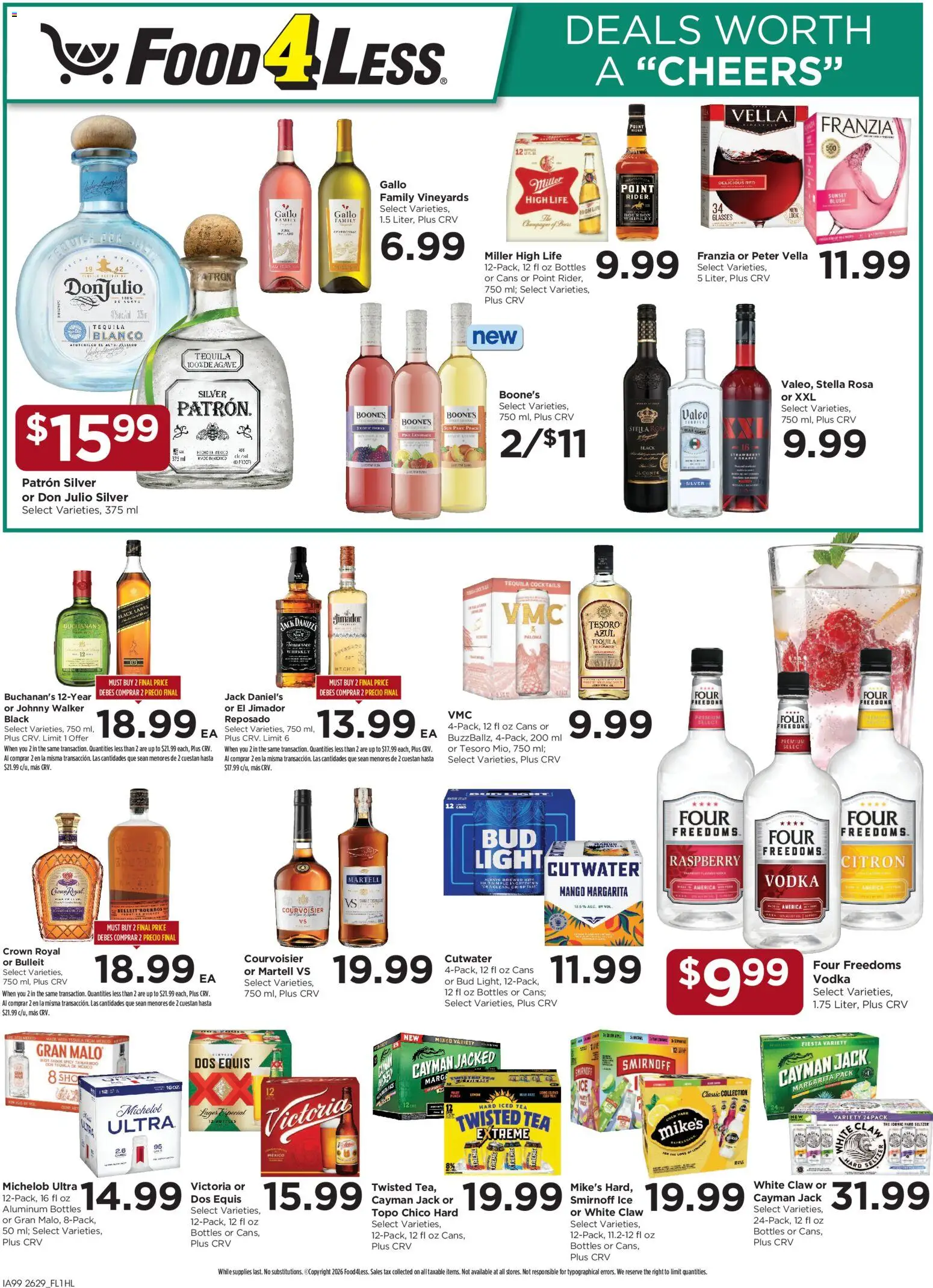 Food 4 Less Weekly Ad - valid from 08/19/2026 | Page: 8 | Products: Meat, Tea, Raspberry, Cocktails