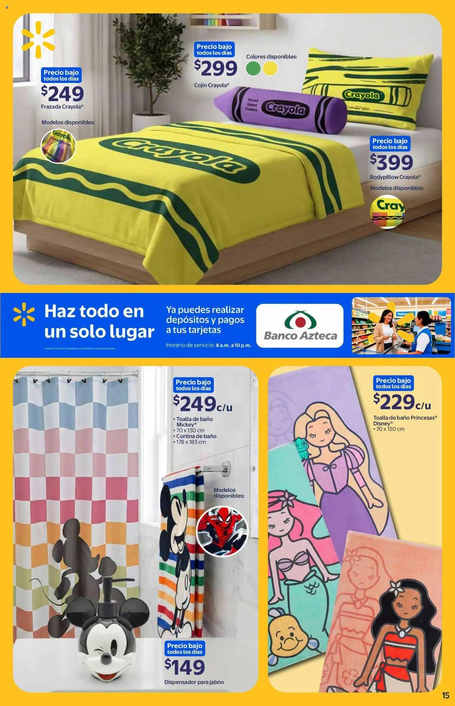 Nuevas ofertas de Walmart válidas en toda la República Mexicana desde el 08/07/2026. ¡Encuentra las mejores ofertas en Walmart folleto Back to School! | Página: 15 | Productos: Toalla, Banco, Baño, Jabón