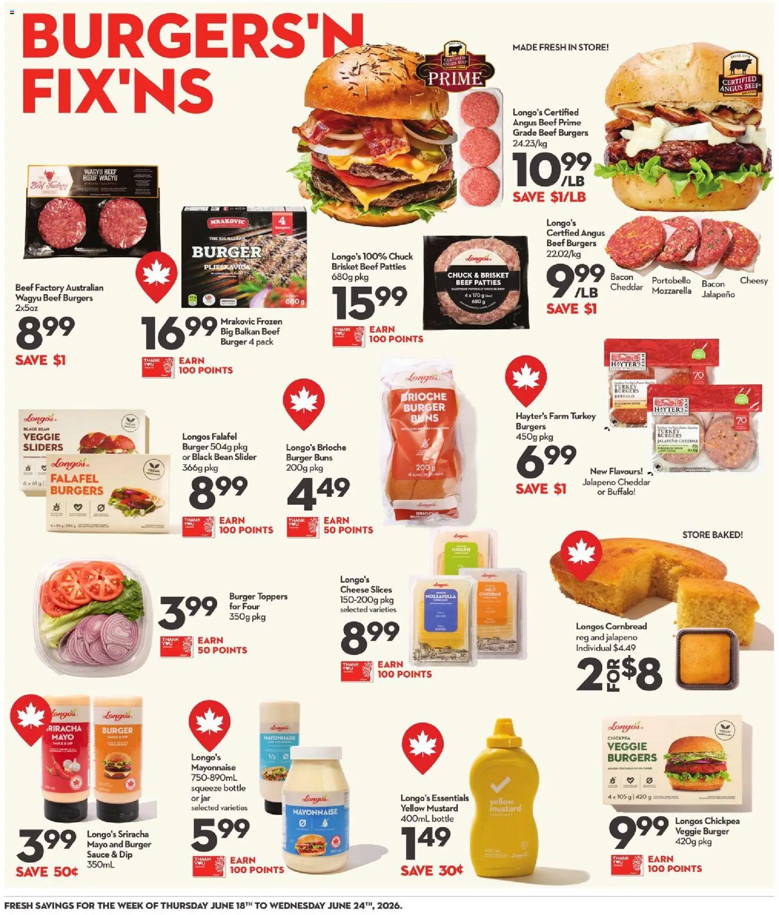 Longo's flyer valid from 18.06.2026 | Page: 14 | Products: Beef, Turkey, Cheese