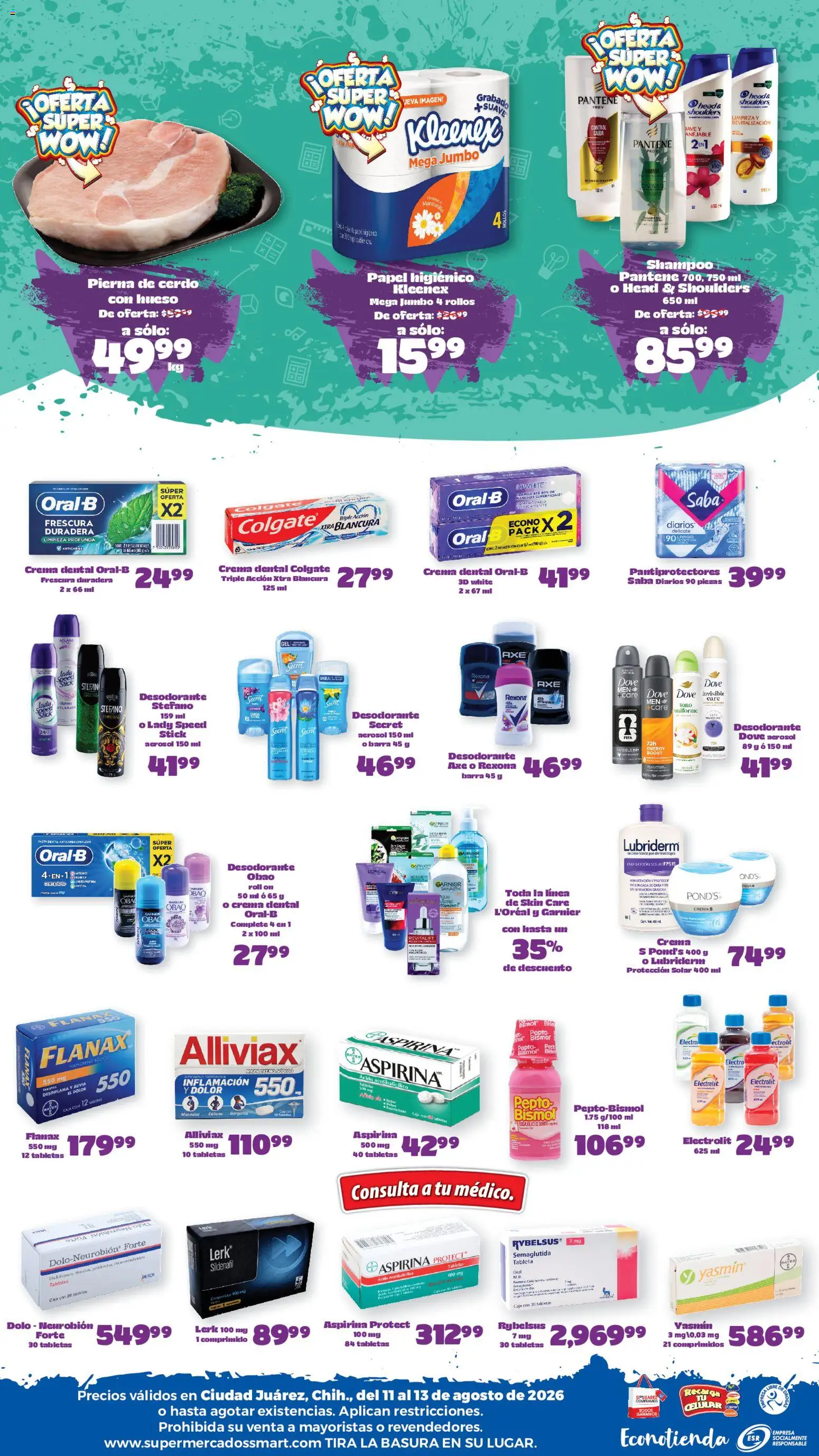 Nuevas ofertas de S-Mart válidas en toda la República Mexicana desde el 11/08/2026. ¡Encuentra las mejores ofertas en S-Mart folleto Ofertas de feria Juárez! | Página: 2 | Productos: Crema, Shampoo, Head & Shoulders, Tableta