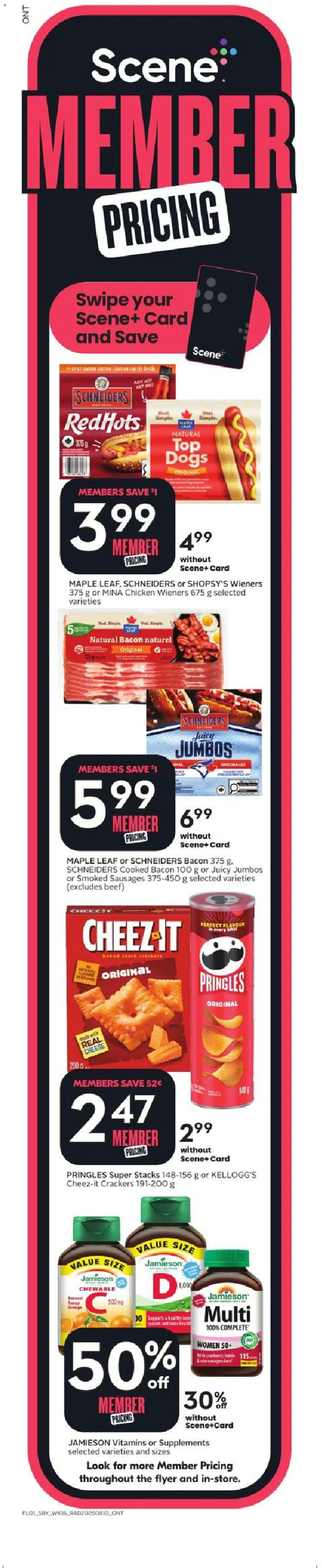 Sobeys flyer valid from Aug 13, 2026 | Page: 2 | Products: Beef, Bacon, Crackers, Cheese