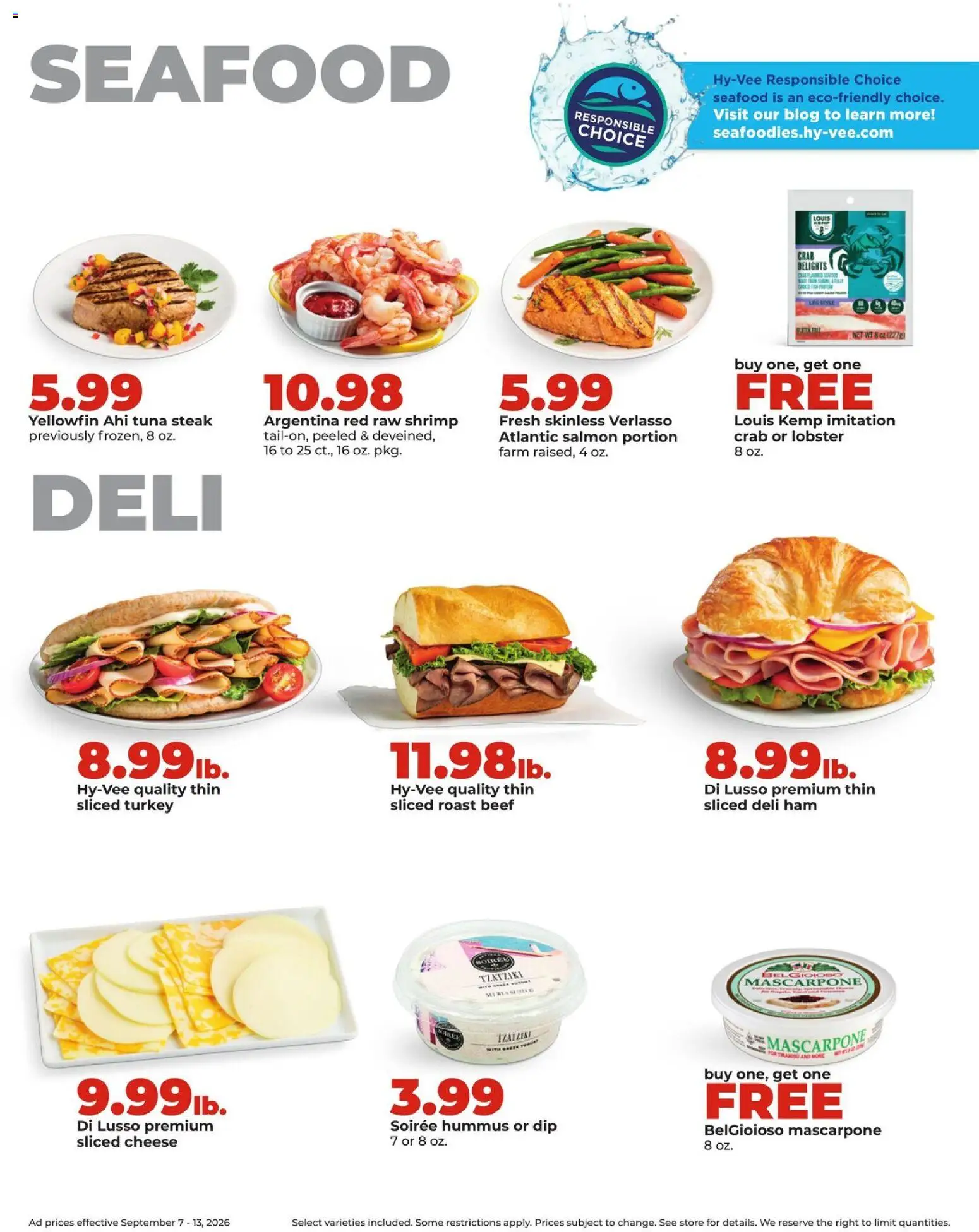 HyVee Weekly Ad - valid from 09/07/2026 | Page: 15 | Products: Ham, Beef, Seafood, Tuna steak