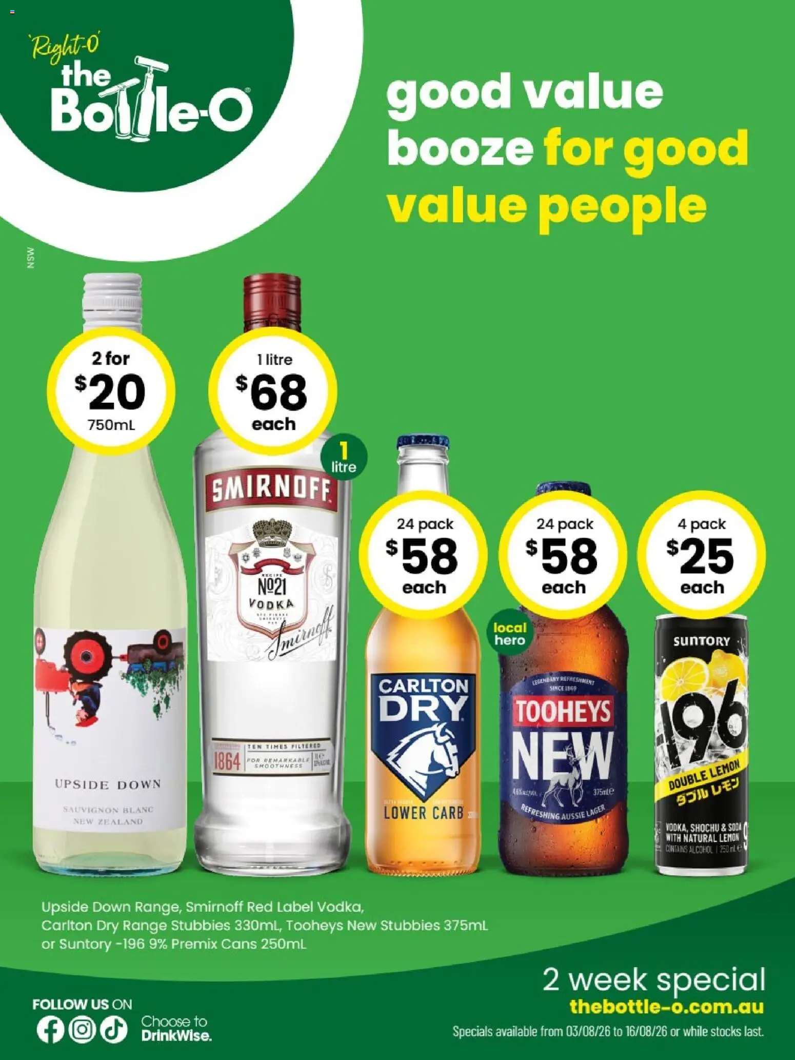 The Bottle-O catalogue - valid from 03/08/2026 | Page: 1 | Products: Vodka, Lemon