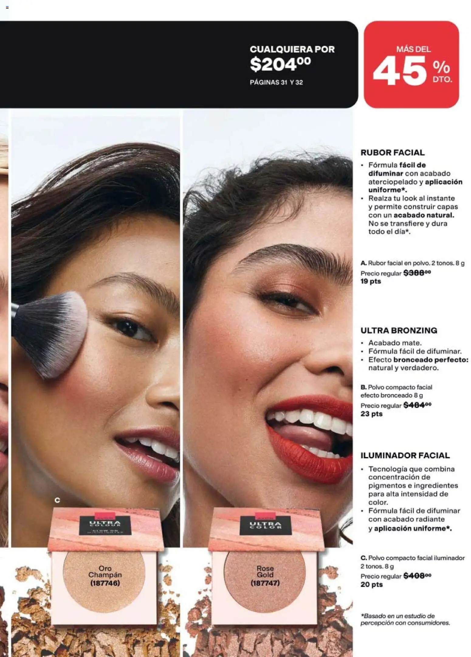 Nuevas ofertas de AVON válidas en toda la República Mexicana desde el 21/08/2026. ¡Encuentra las mejores ofertas en AVON campaña 13 2026! | Página: 29 | Productos: Iluminador, Polvo compacto, Polvo, Rubor