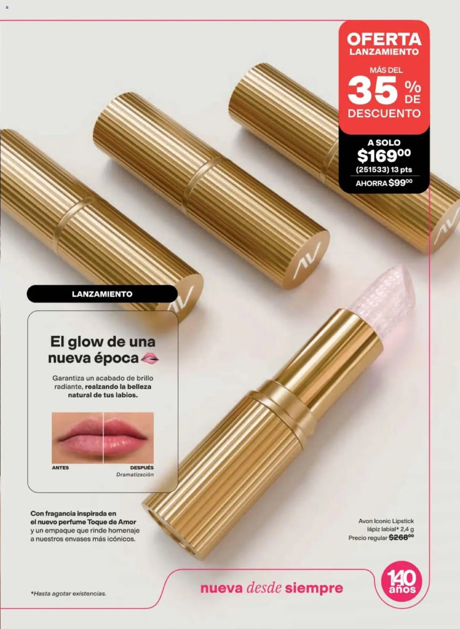 Nuevas ofertas de AVON válidas en toda la República Mexicana desde el 11/09/2026. ¡Encuentra las mejores ofertas en AVON campaña 14 2026! | Página: 5 | Productos: Brillo, Perfume, Fragancia