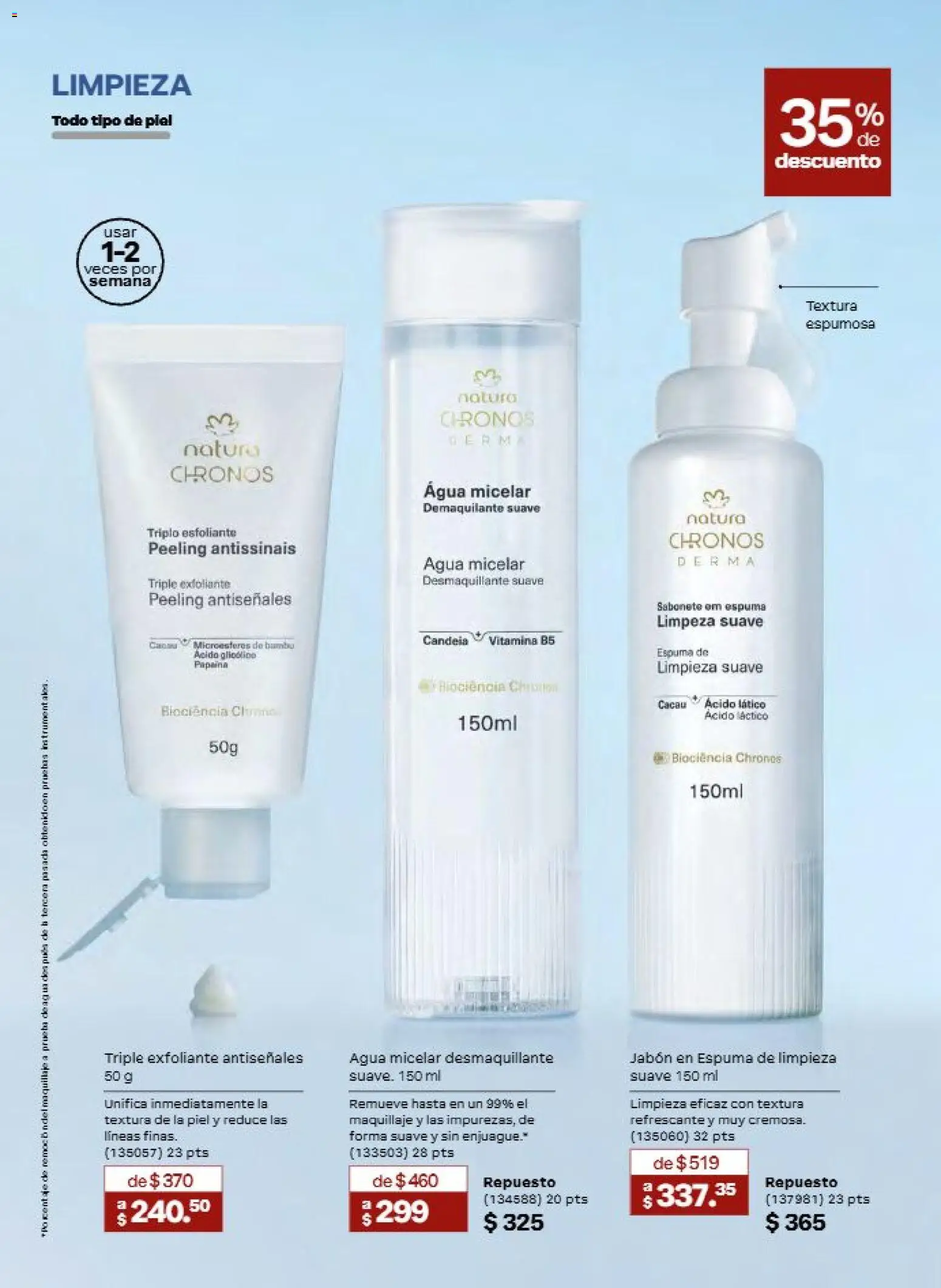 Nuevas ofertas de Natura válidas en toda la República Mexicana desde el 11/09/2026. ¡Encuentra las mejores ofertas en Natura campaña 14 2026! | Página: 86 | Productos: Espuma, Maquillaje, Agua micelar, Jabón