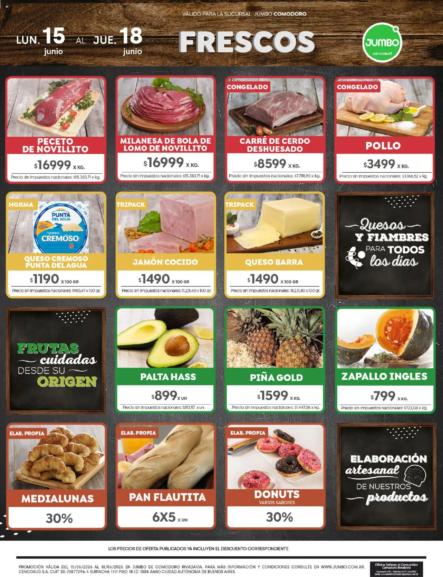 Jumbo - Ofertas | Comodoro │ válido desde el 15/06/2026 | Página: 1 | Productos: Teléfono, Jamón cocido, Queso, Jamón