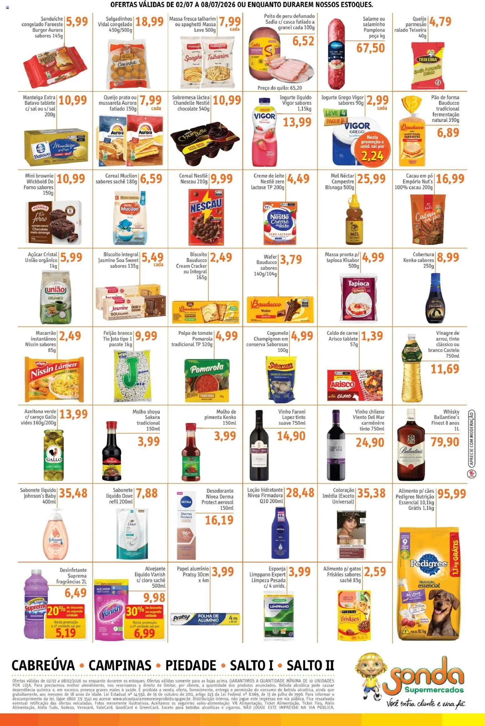 Sonda Folheto - válido de 02/07/2026 | Página: 2 | Produtos: Biscoito, Alvejante, Massa, Bebida