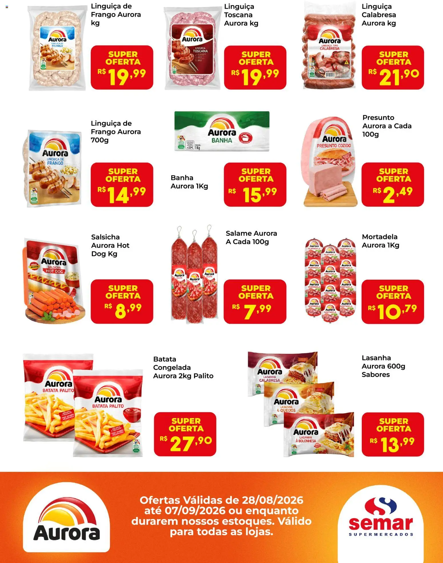 Semar Supermercado Folheto - válido de 28/08/2026 | Página: 2 | Produtos: Salsicha, Salame, Lasanha, Batata