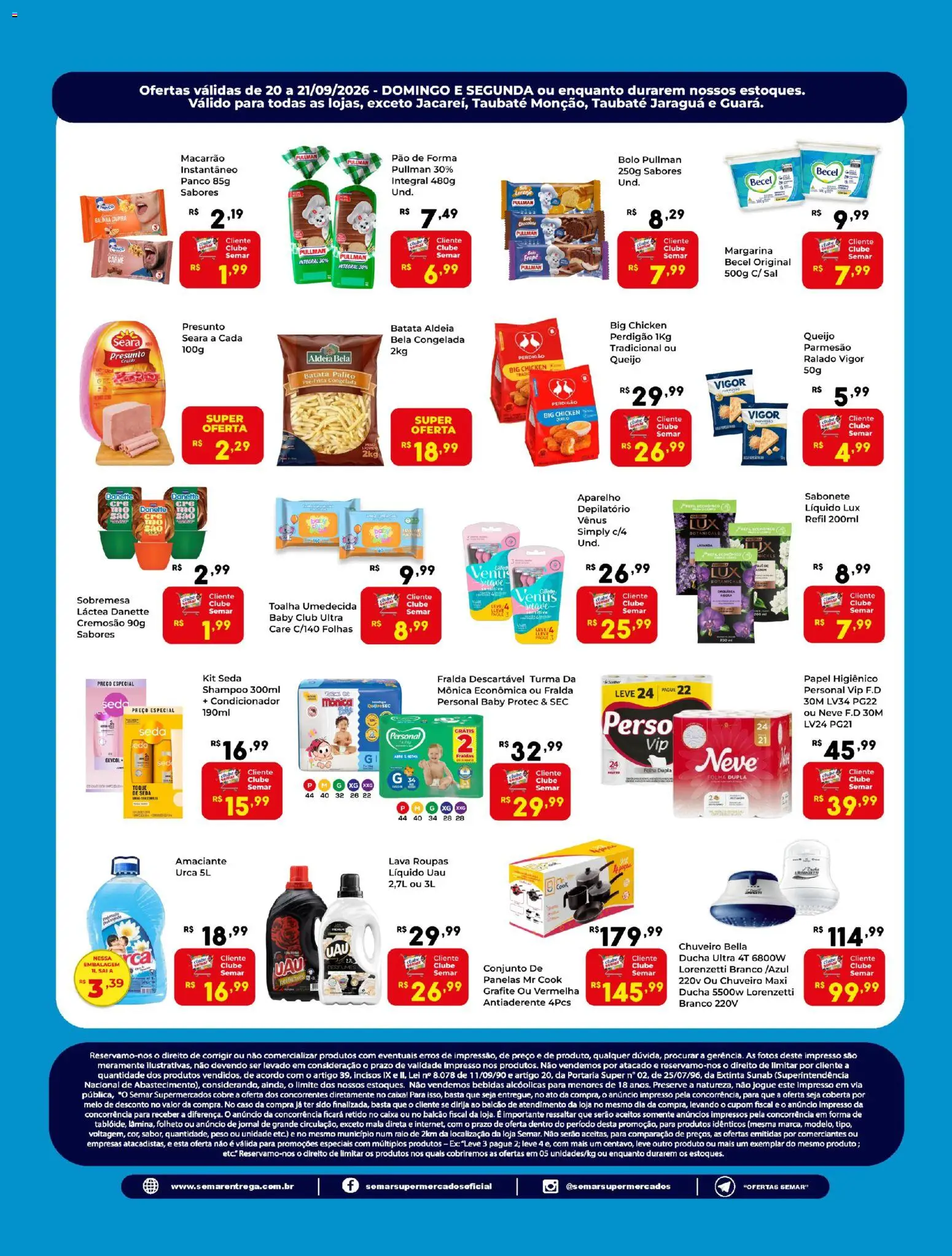 Semar Supermercado Folheto - válido de 20/09/2026 | Página: 2 | Produtos: Panelas, Bolo, Sal, Toalha umedecida