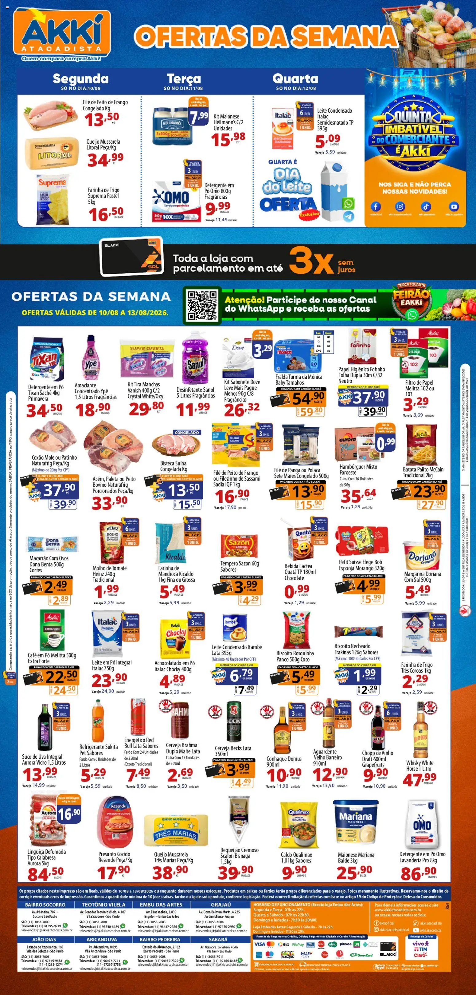 Akki Atacadista Folheto - válido de 10/08/2026 | Página: 1 | Produtos: Tomate, Esponja, Leite, Rosquinha