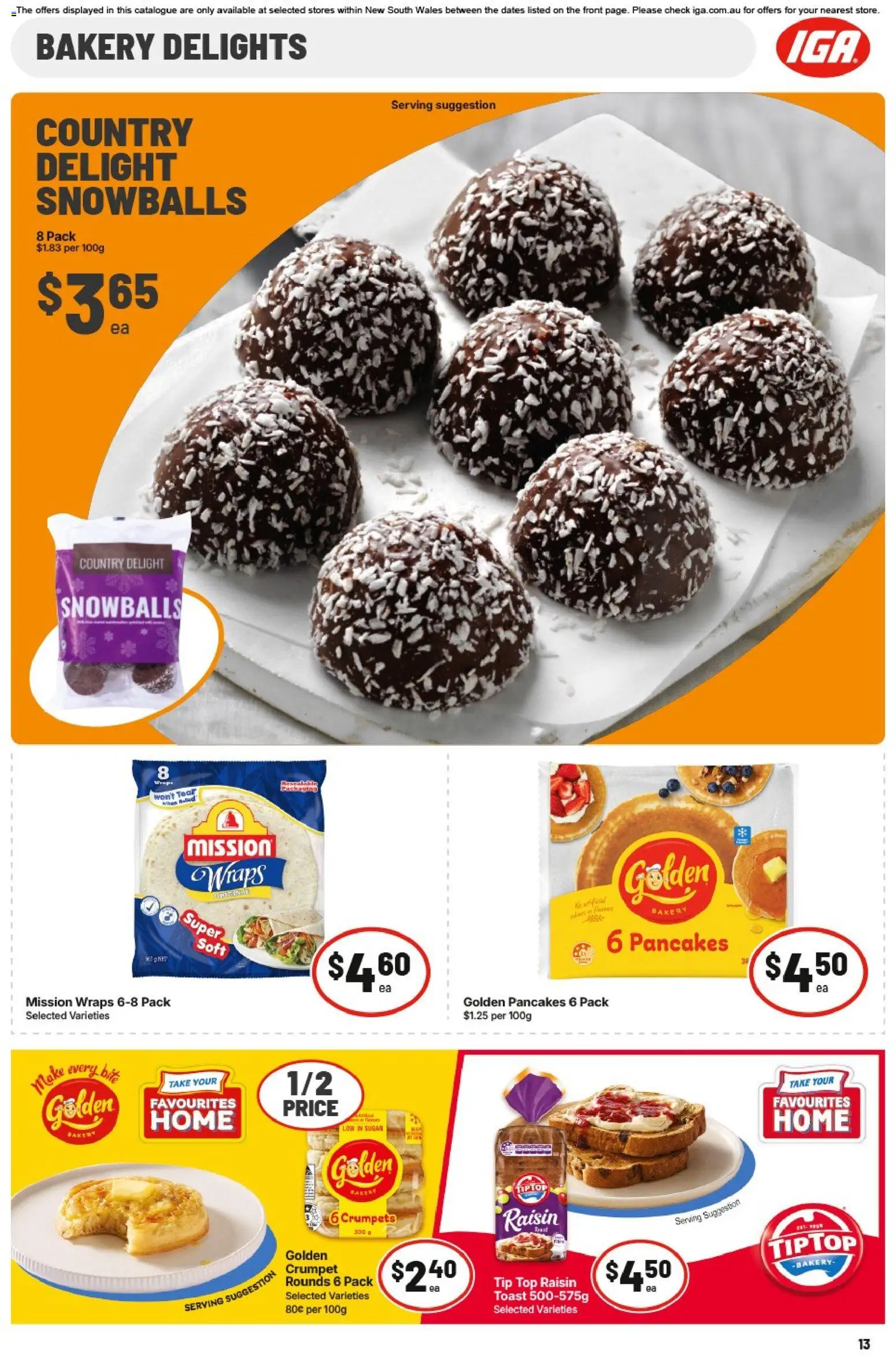 IGA catalogue - valid from 03.06.2026 | Page: 13 | Products: Crumpets, Sugar, Bakery