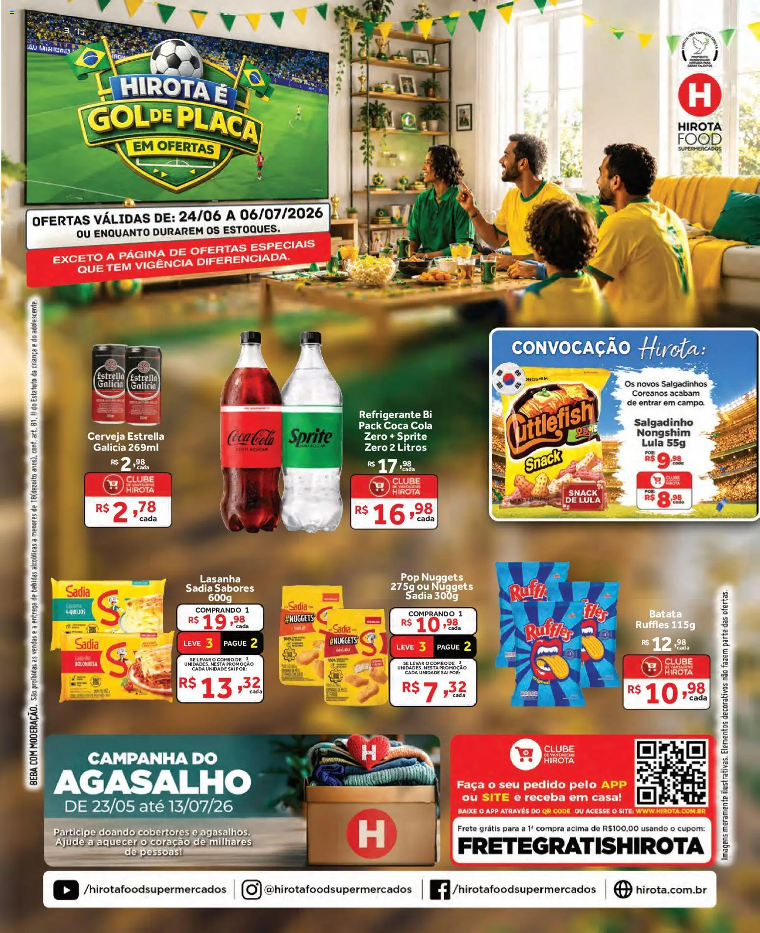 Hirota Food Folheto - válido de 24/06/2026 | Página: 1 | Produtos: Faca, Cerveja, Açúcar, Refrigerante