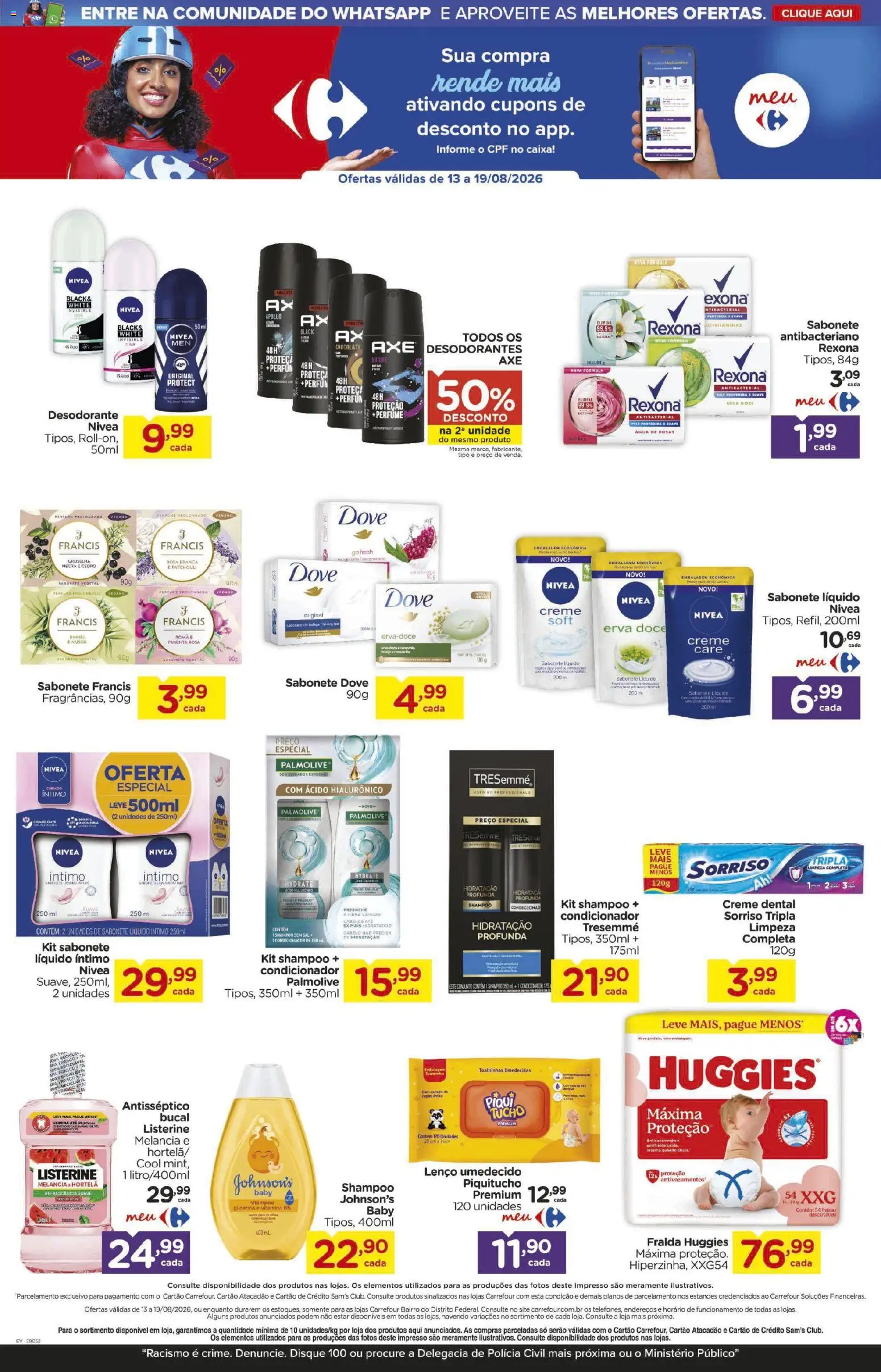 Carrefour Bairro Folheto - válido de 13/08/2026 | Página: 6 | Produtos: Lenço, Rexona, Romã, Dove