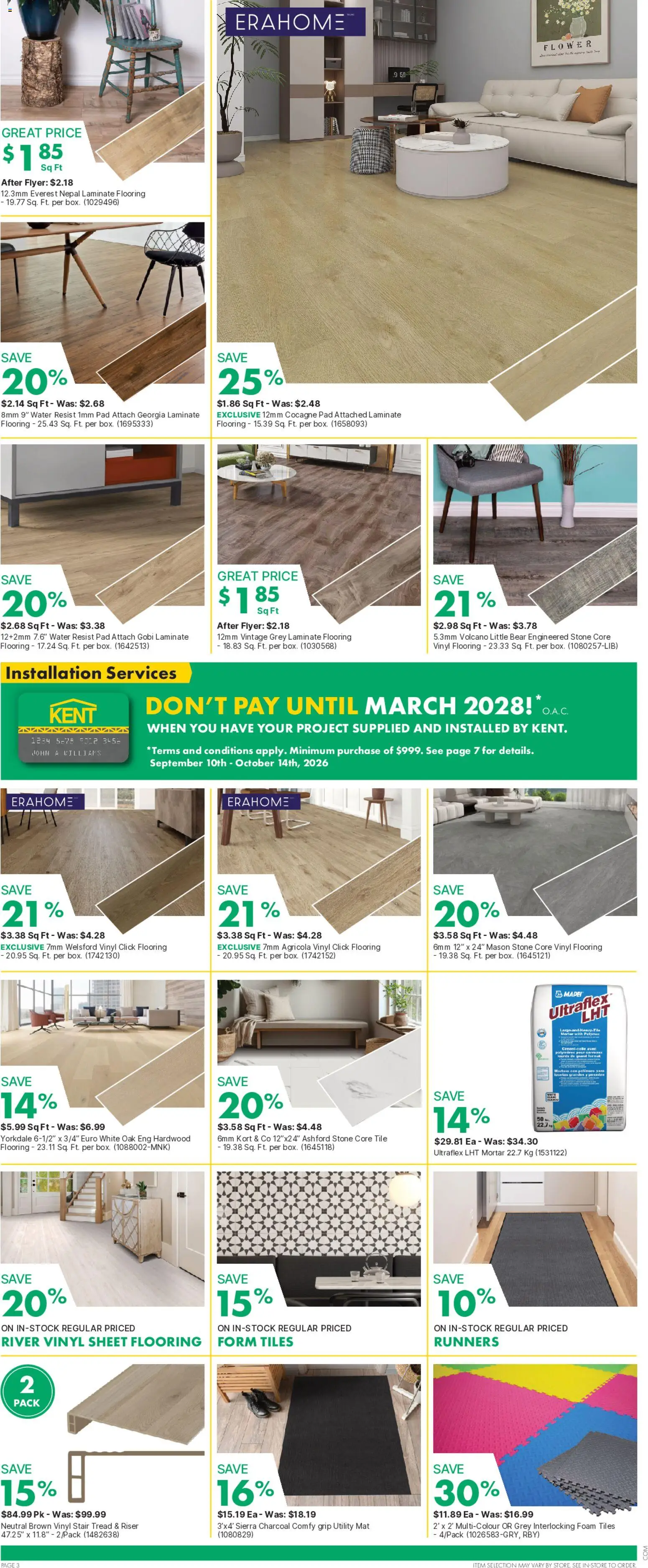 Kent flyer valid from Oct 1, 2026 | Page: 4 | Products: Water, Foam, Tiles, Charcoal