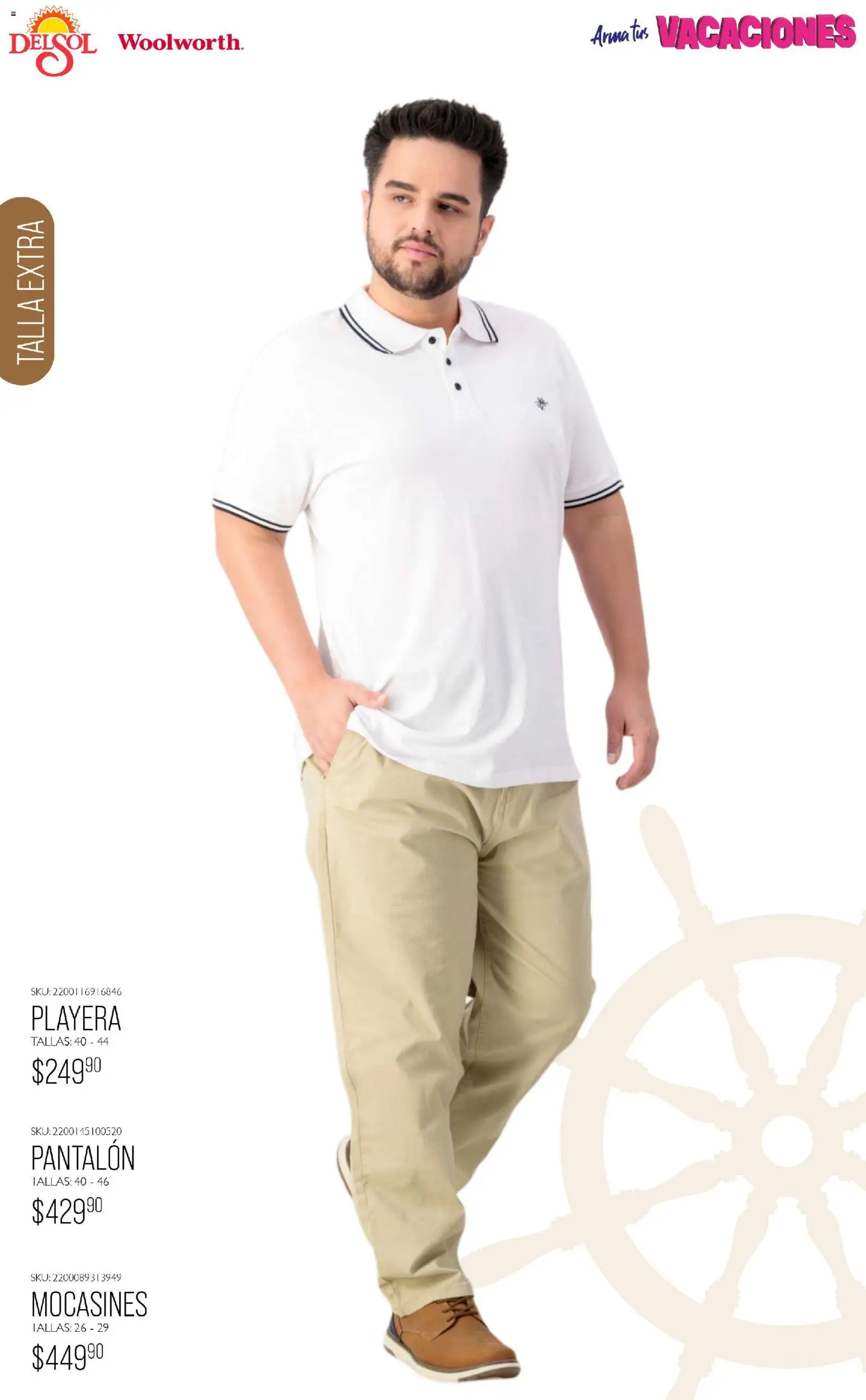 Nuevas ofertas de Del Sol y Woolworth válidas en toda la República Mexicana desde el 19.03.2026. ¡Encuentra las mejores ofertas en Del Sol y Woolworth catálogo Moda Vacaciones! | Página: 28 | Productos: Mocasines, Playera