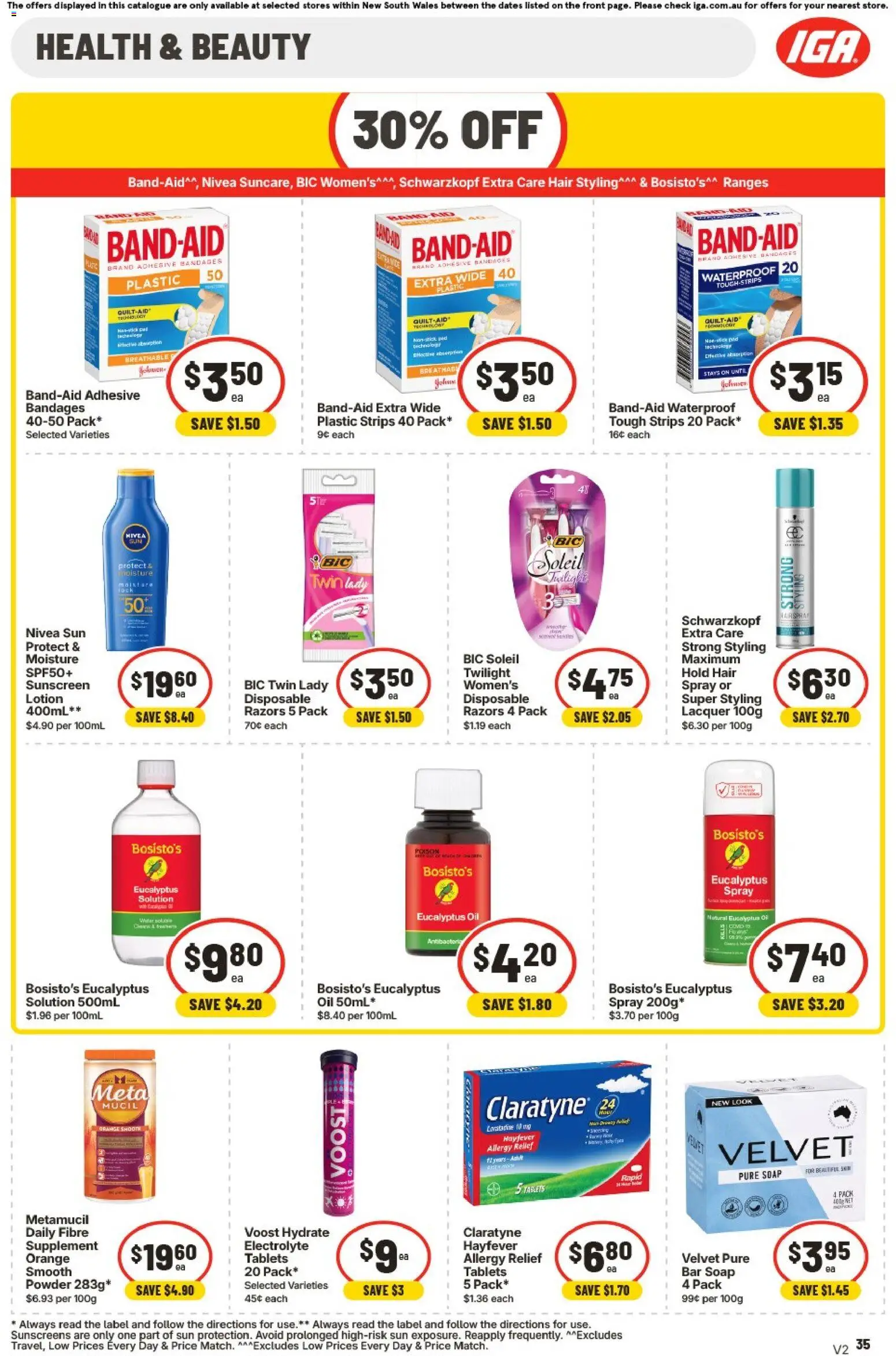 IGA catalogue - valid from 02/09/2026 | Page: 34 | Products: Sunscreen, Lotion, Strips, Allergy