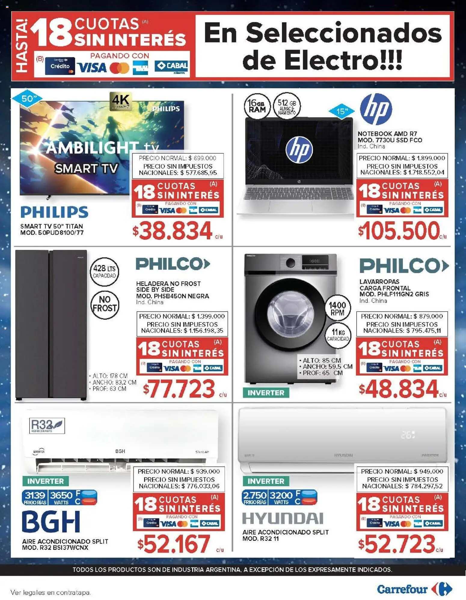 Carrefour - AHORRO AA │ válido desde el 07/07/2026 | Página: 28 | Productos: Aire acondicionado, Lavarropas, Heladera, Notebook