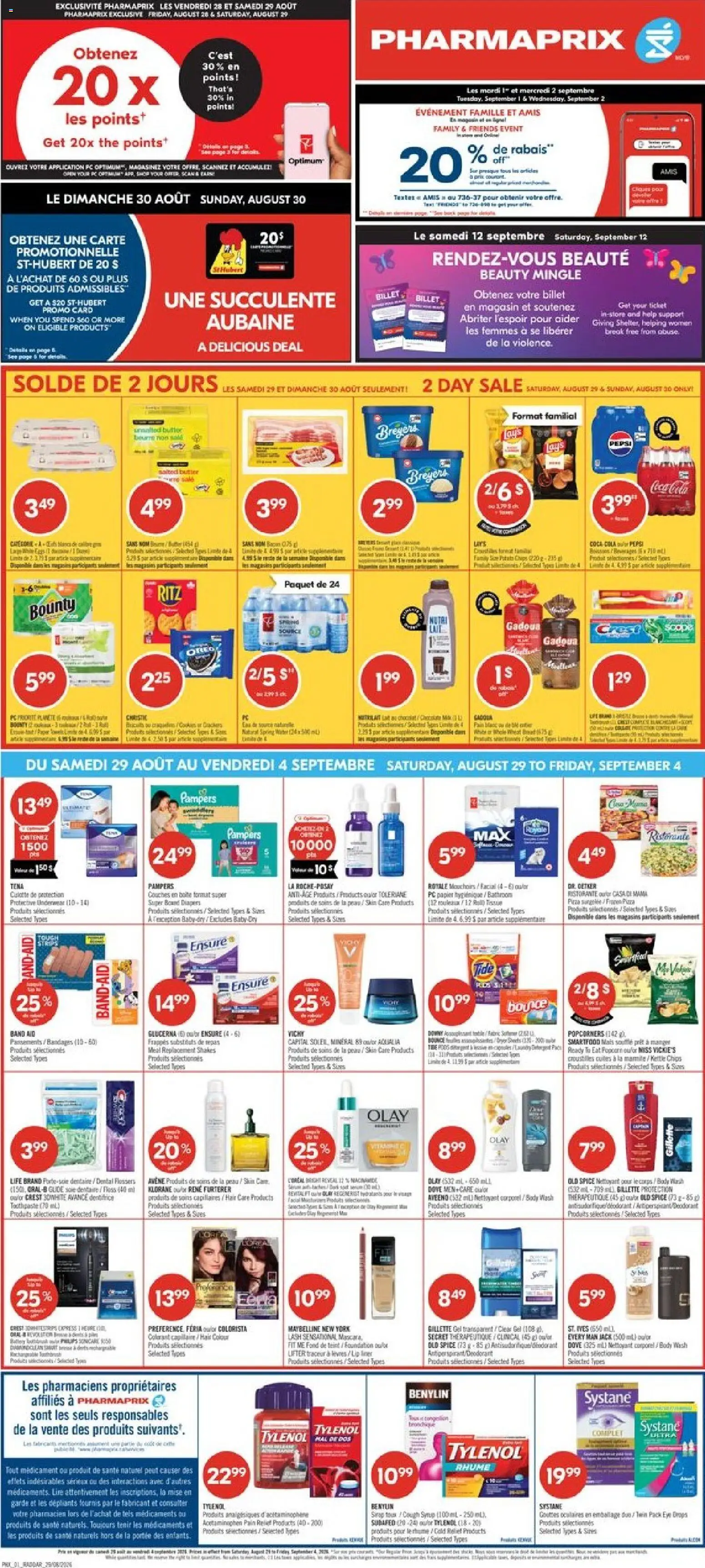 Pharmaprix flyer valid from Aug 29, 2026 | Page: 2 | Products: Chips, PC, Toothpaste, Onion