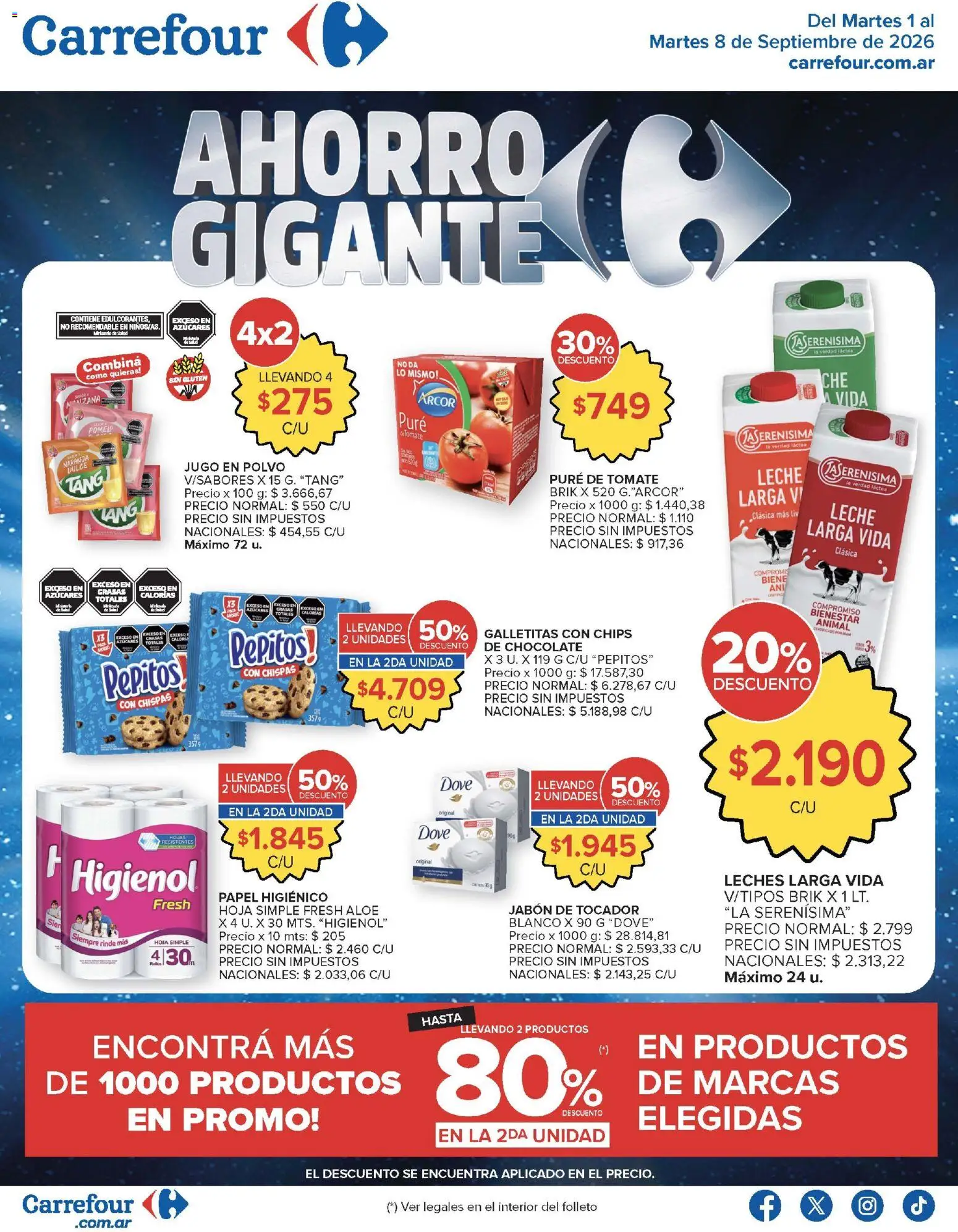 Carrefour - Ofertas │ válido desde el 01/09/2026 | Página: 2 | Productos: Papel higiénico, Jabón, Jugo, Puré