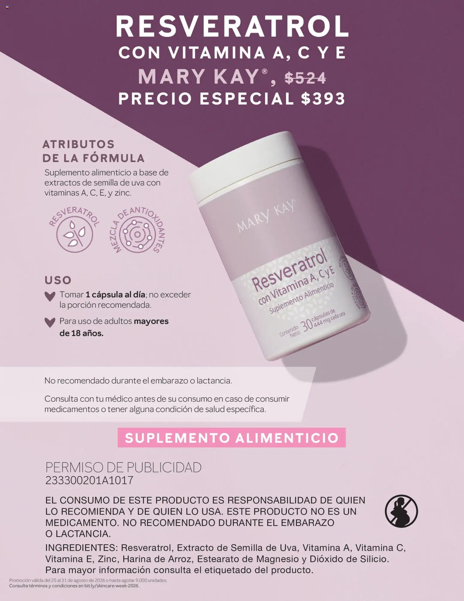 Nuevas ofertas de Mary Kay válidas en toda la República Mexicana desde el 25/08/2026. ¡Encuentra las mejores ofertas en Catálogo Mary Kay Skincare Week! | Página: 7 | Productos: Harina, Vitaminas, Ingredientes, Cápsulas