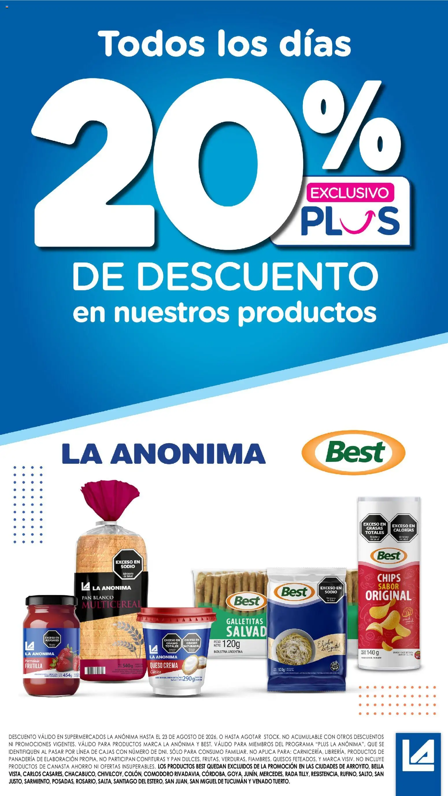 La Anonima catálogo │ válido desde el 13/08/2026 | Página: 33 | Productos: Galletitas, Queso, Pan, Mermelada