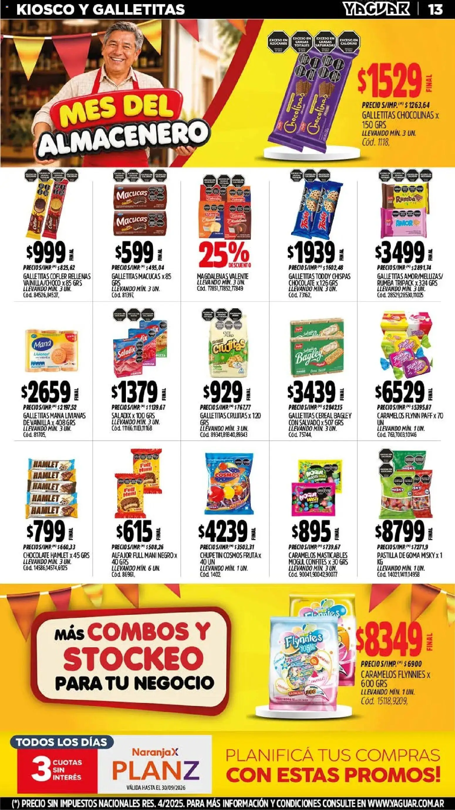 Yaguar - Oferta Semanal General Roca │ válido desde el 21/09/2026 | Página: 13 | Productos: Galletitas, Mani, Fruta, Alfajor