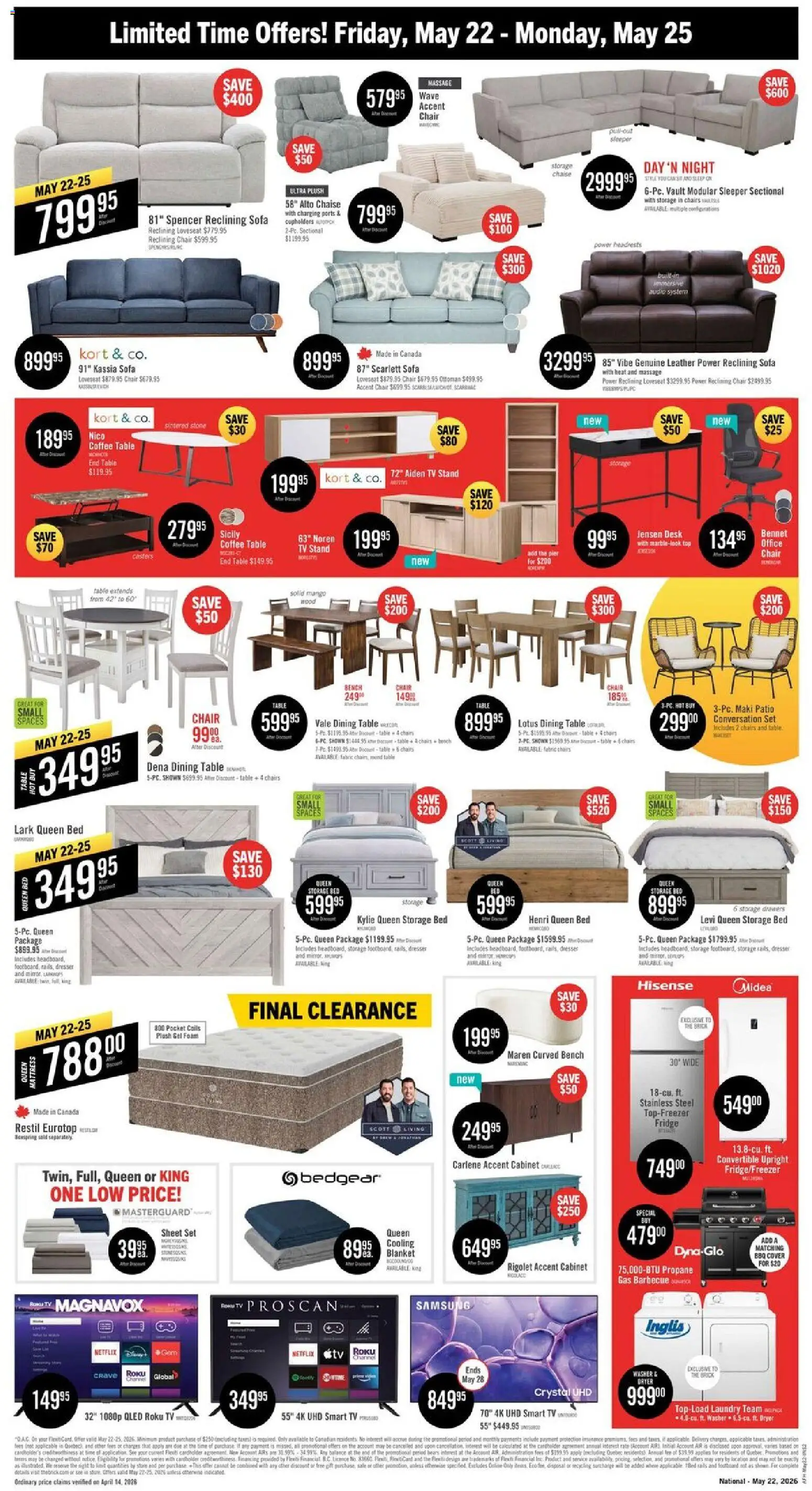 The Brick flyer valid from 22.05.2026 | Page: 2 | Products: Tv, Blanket, Chair, Cabinet