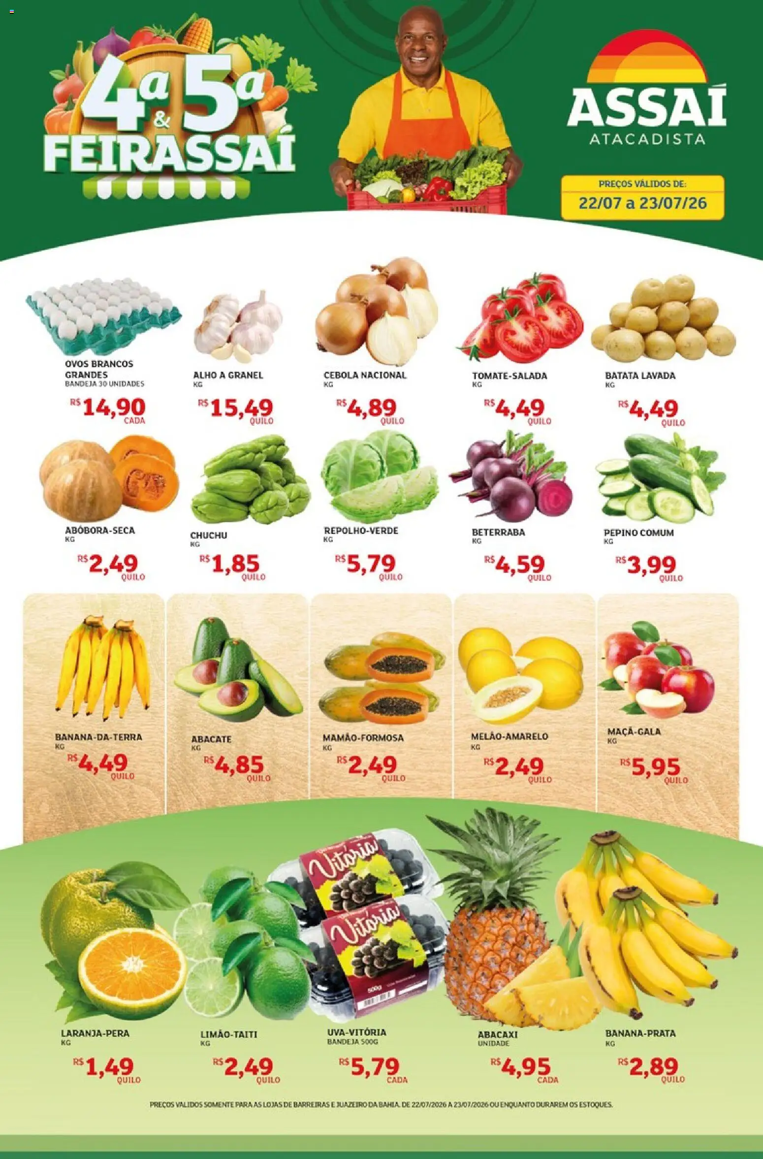 Assaí Atacadista Folheto - válido de 22/07/2026 | Página: 1 | Produtos: Cebola, Ovos, Abacaxi, Batata