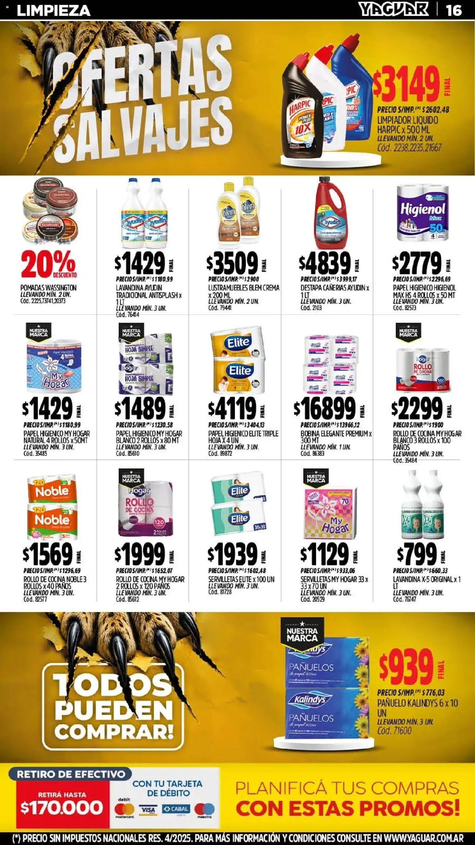 Yaguar - Oferta Semanal Córdoba │ válido desde el 03/08/2026 | Página: 17 | Productos: Papel higiénico, Lustramuebles, Lavandina, Limpiador