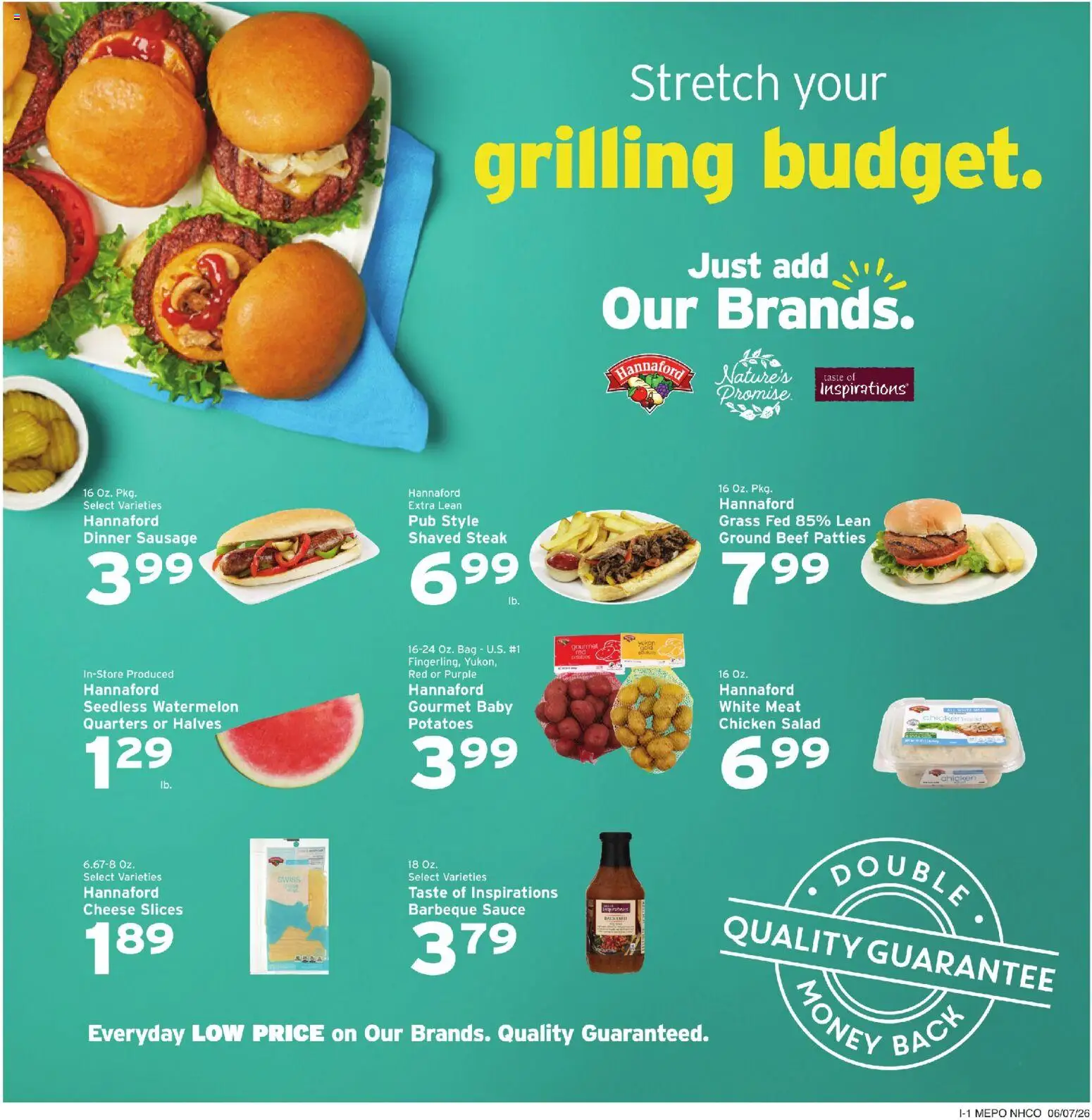Hannaford Weekly Ad - valid from 07.06.2026 | Page: 12 | Products: Beef, Salad, Sausage, Bag