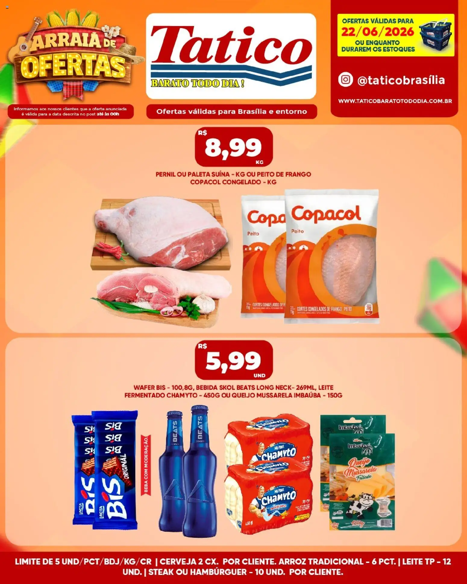 Tatico Folheto - válido de 23/06/2026 | Página: 26 | Produtos: Pernil, Hambúrguer, Frango, Peito de frango